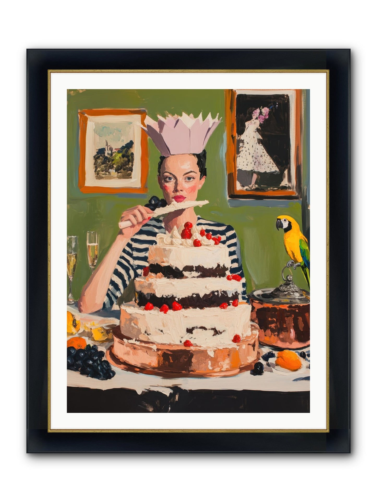 Buttercream Baroness Framed Print - Wide Black w/Gold 30x40