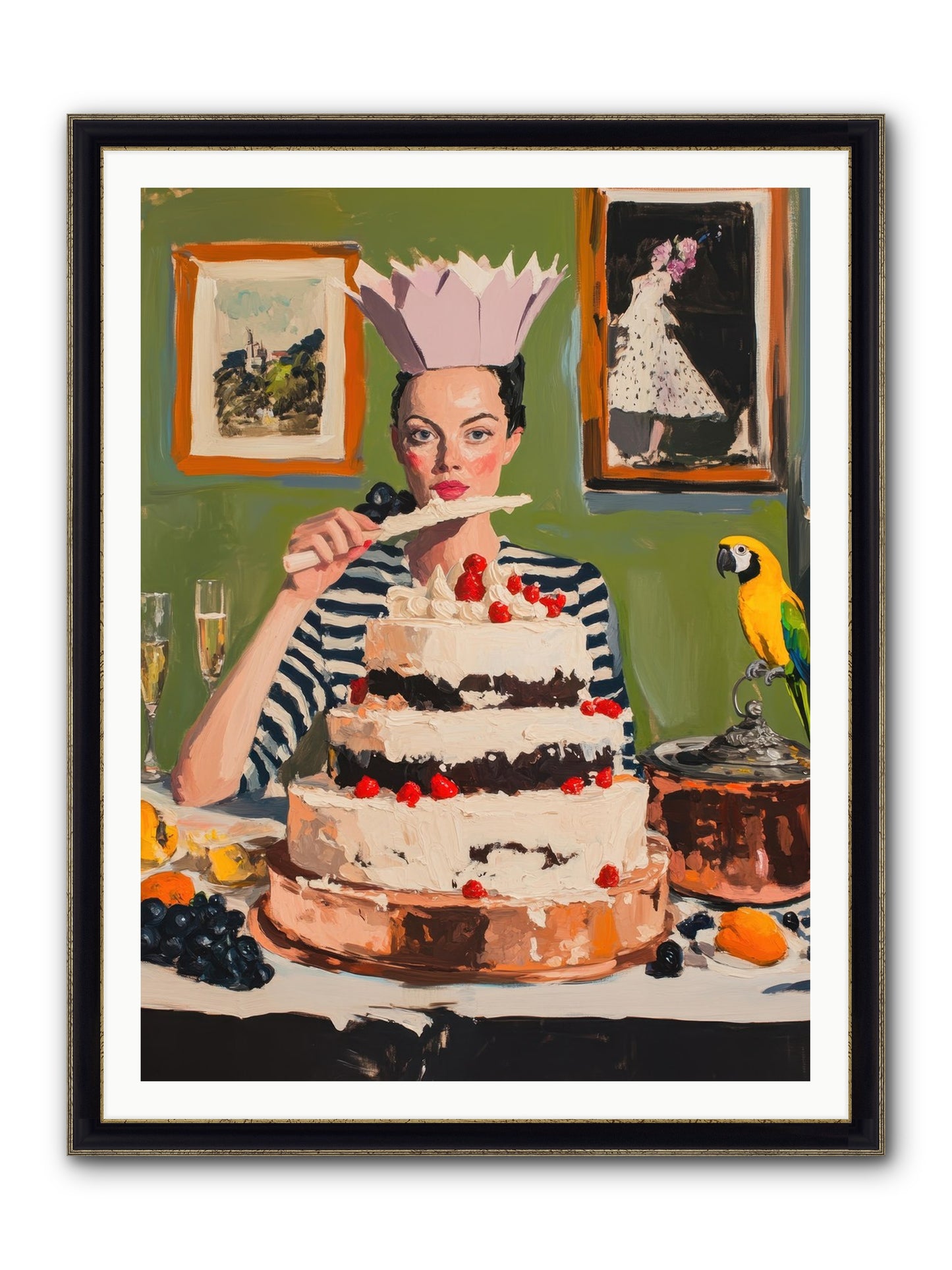 Buttercream Baroness Framed Print - Black & Gold 36x48