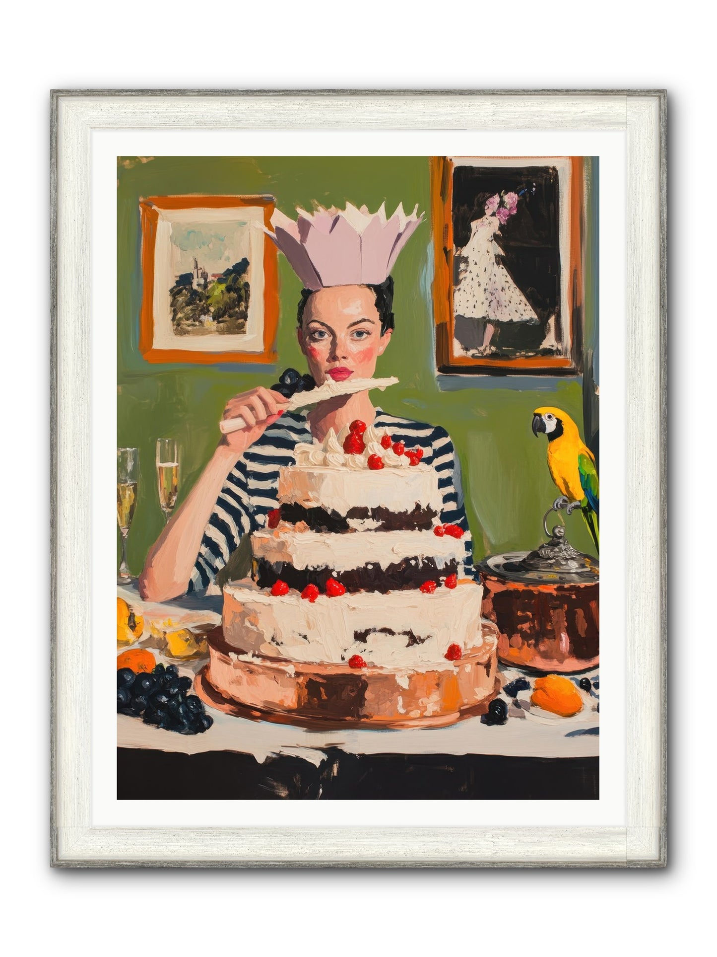 Buttercream Baroness Framed Print - Driftwood White 36x48