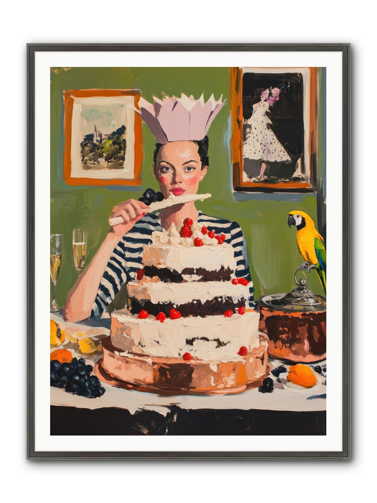 Buttercream Baroness Framed Print - Slimwoods Black/Silver 36x48