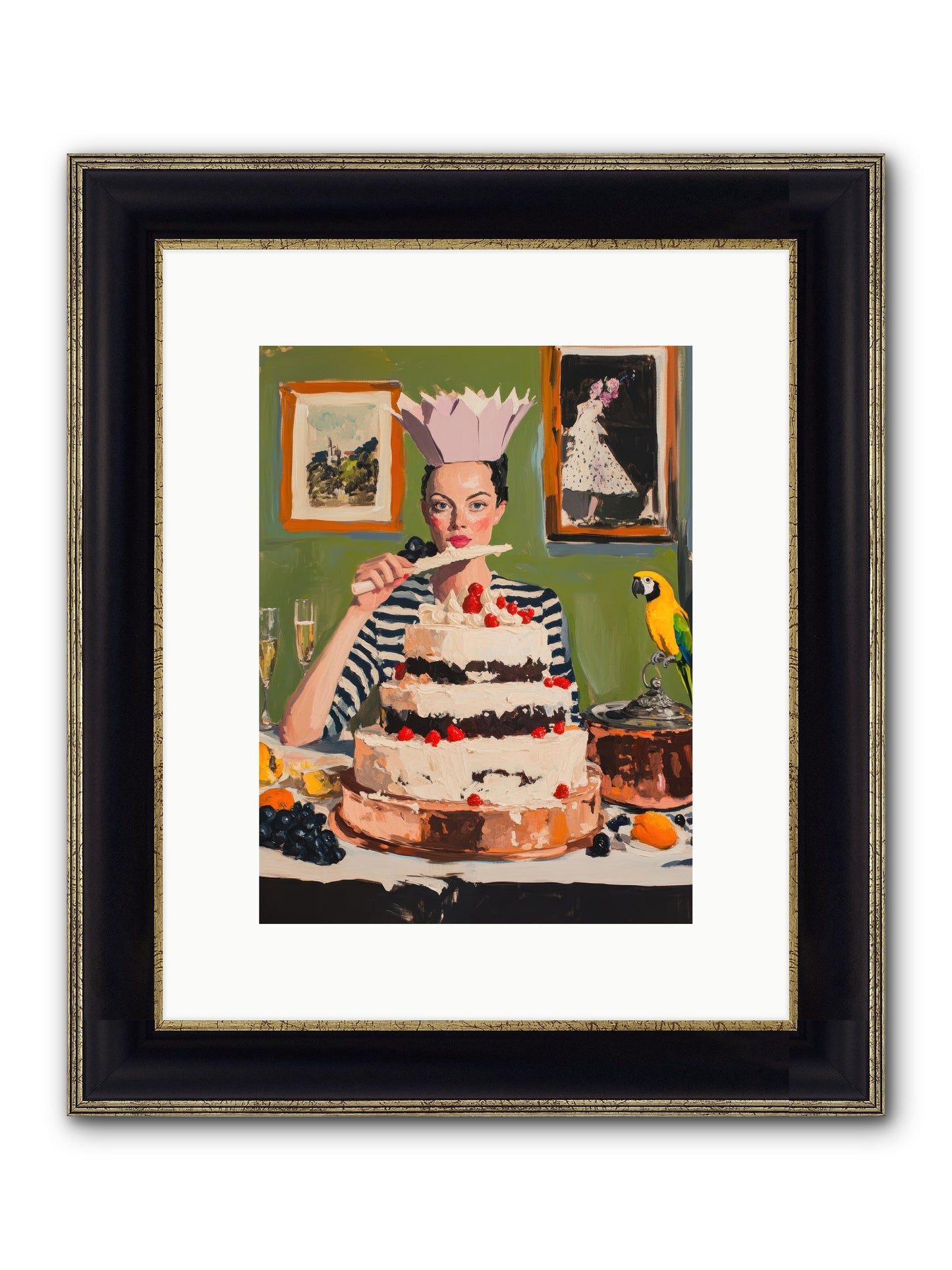 Buttercream Baroness Framed Print - Black & Gold 9x12