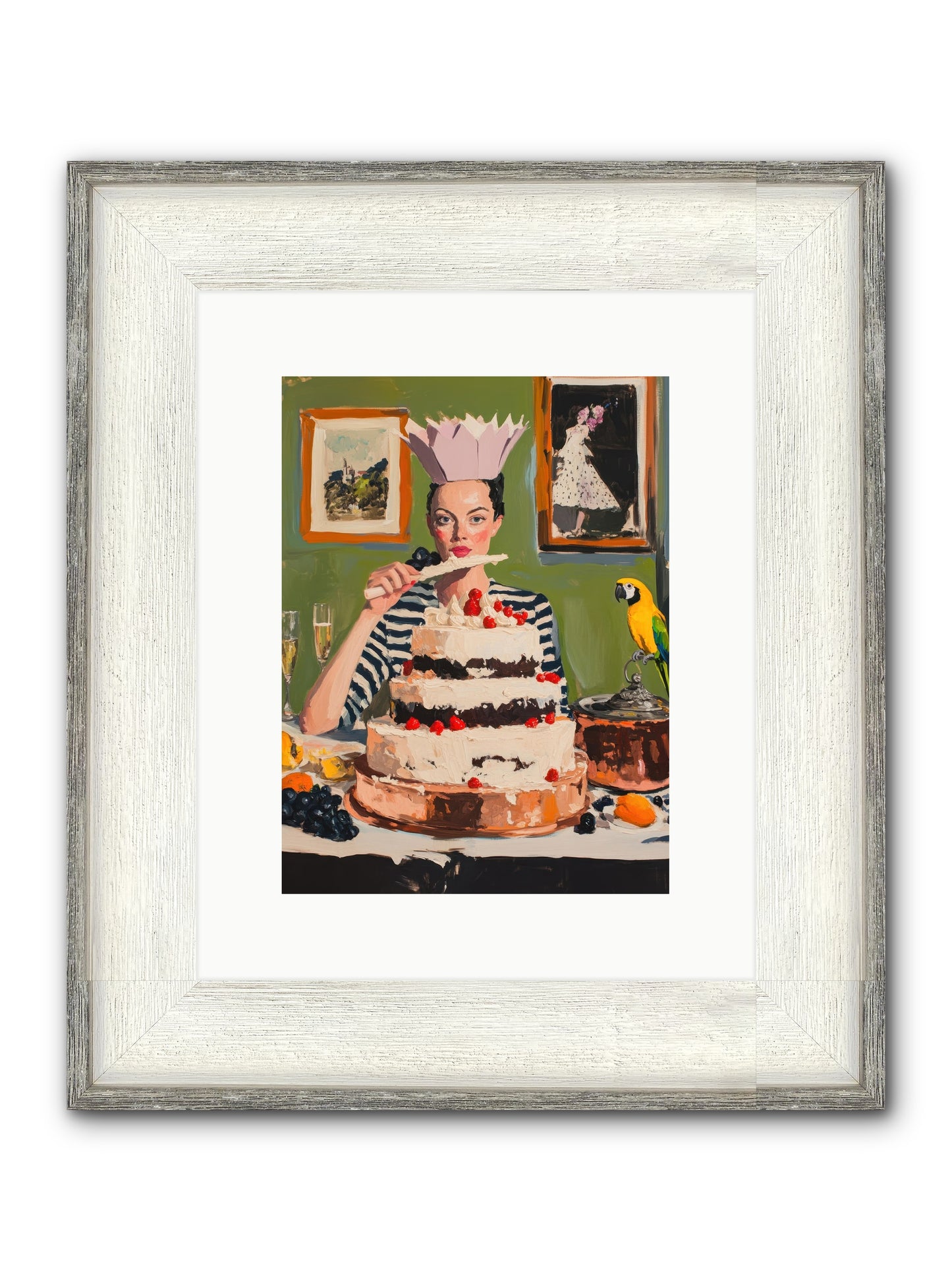 Buttercream Baroness Framed Print - Driftwood White 9x12