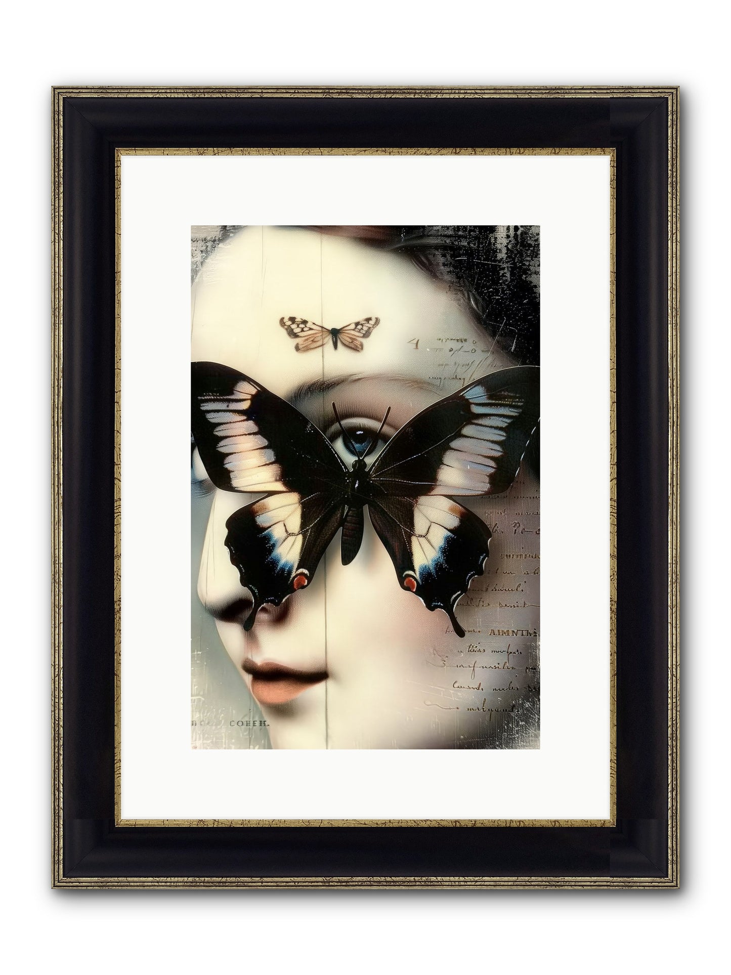 Butterfly's Last Dance Framed Print - Black & Gold 10x15