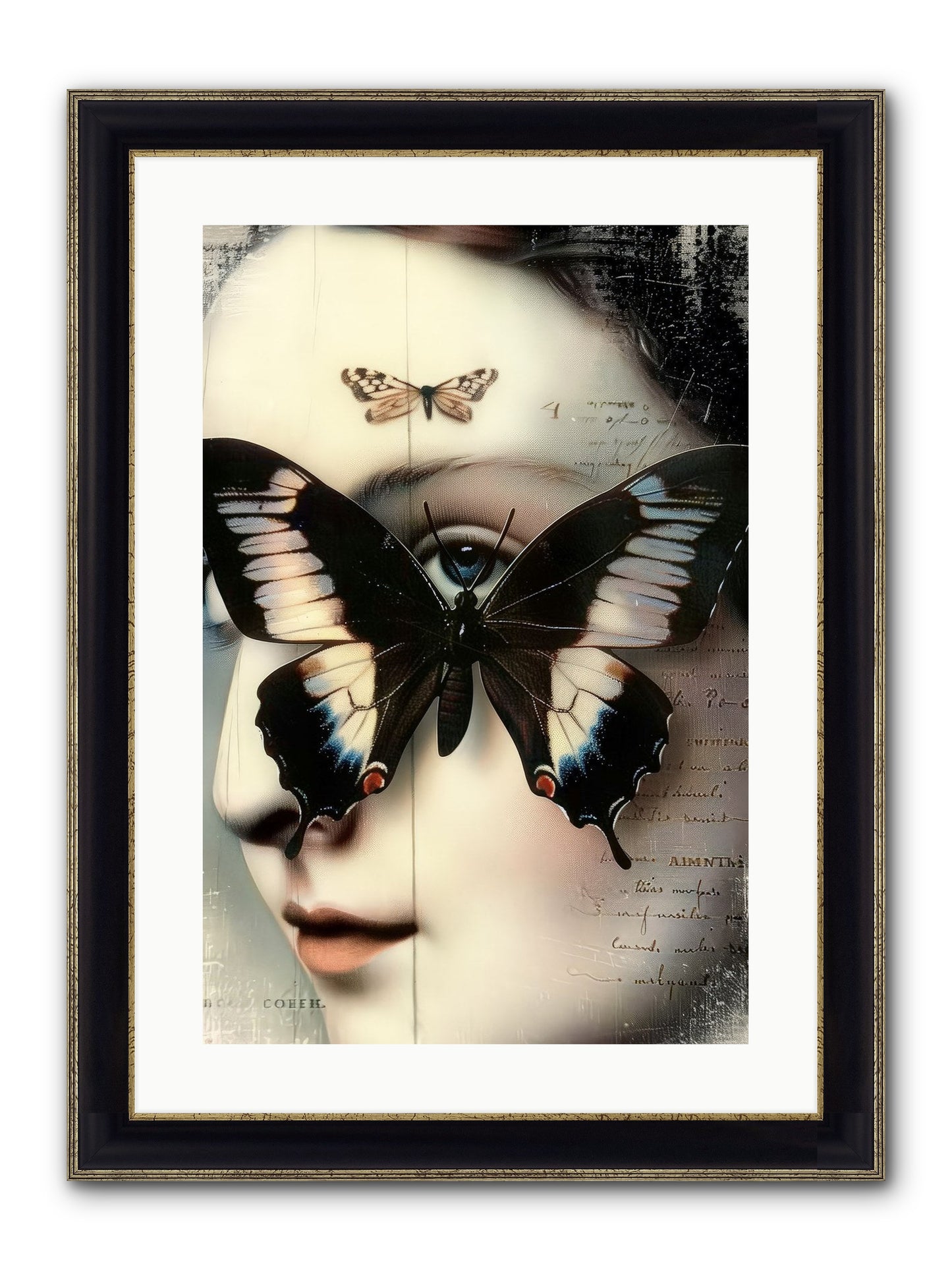 Butterfly's Last Dance Framed Print - Black & Gold 16x24