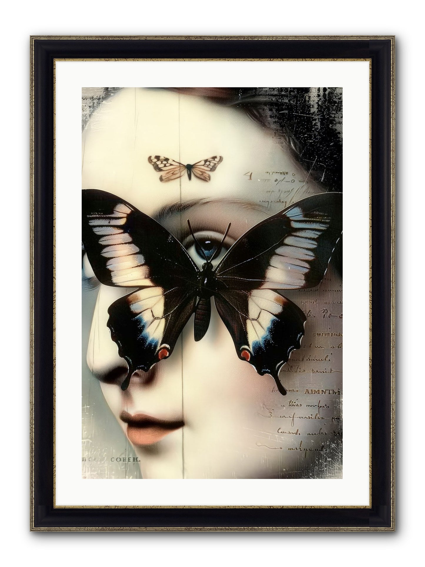 Butterfly's Last Dance Framed Print - Black & Gold 20x30