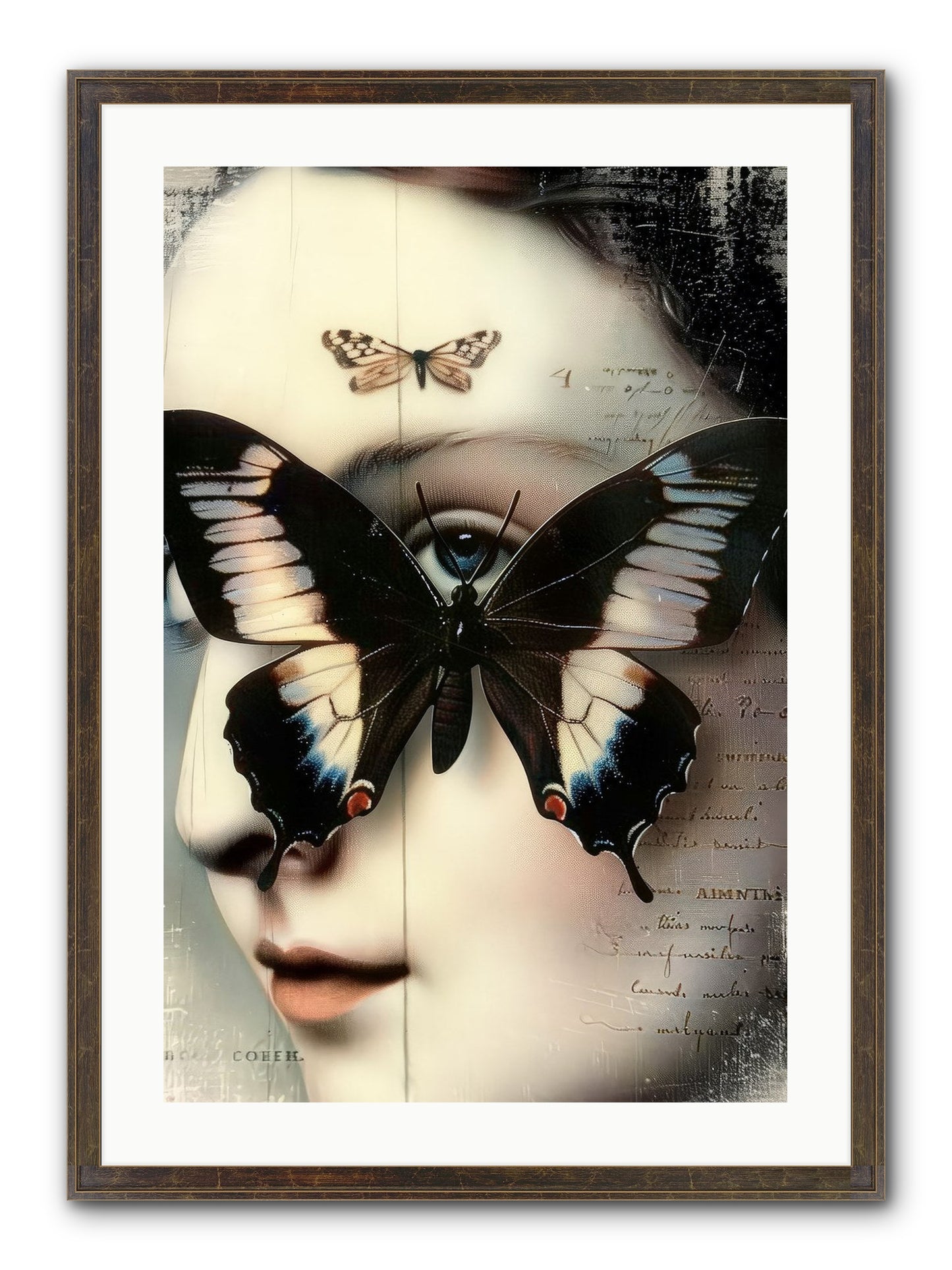 Butterfly's Last Dance Framed Print - Slimwoods Black/Gold 20x30