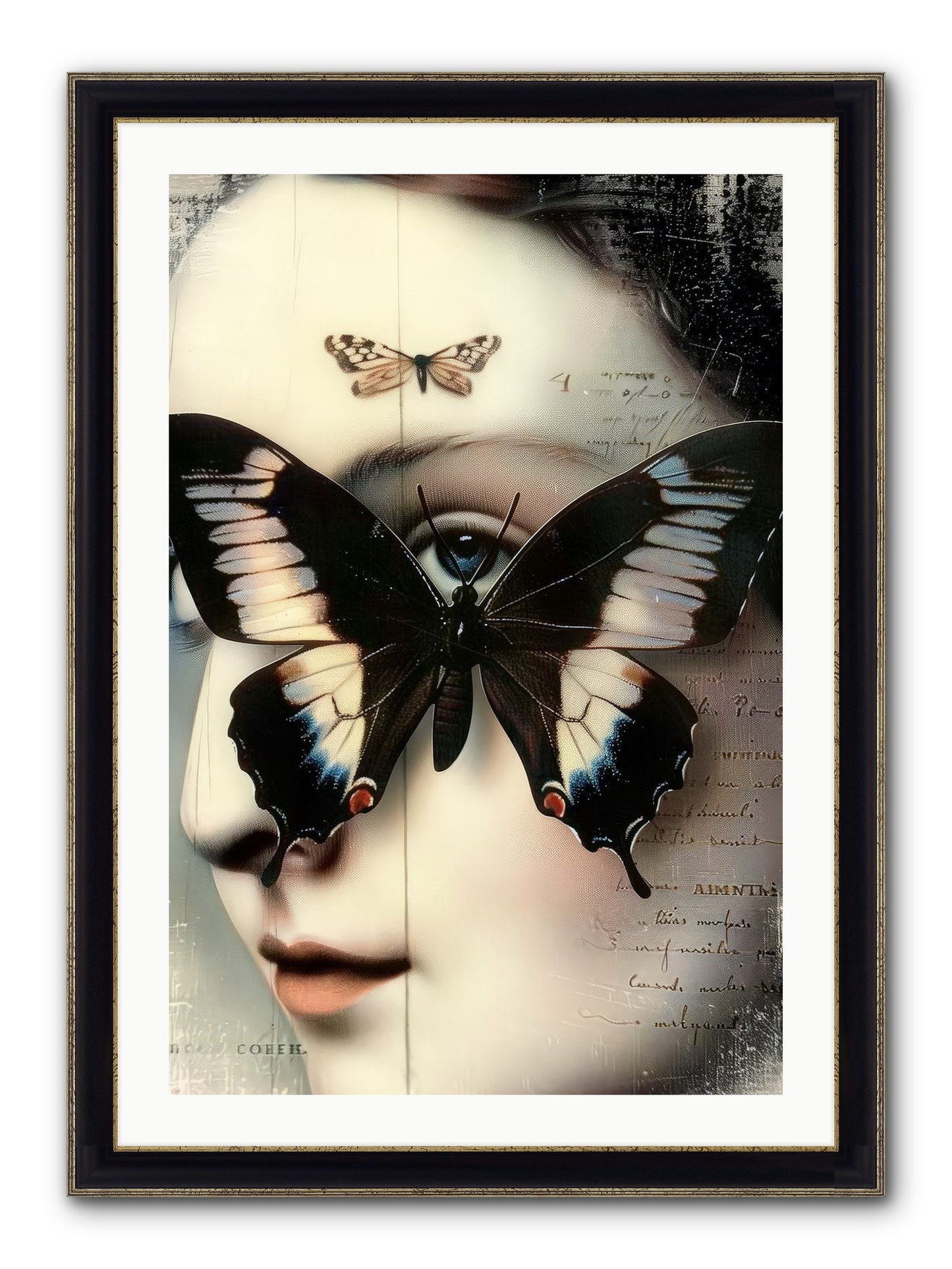 Butterfly's Last Dance Framed Print - Black & Gold 24x36