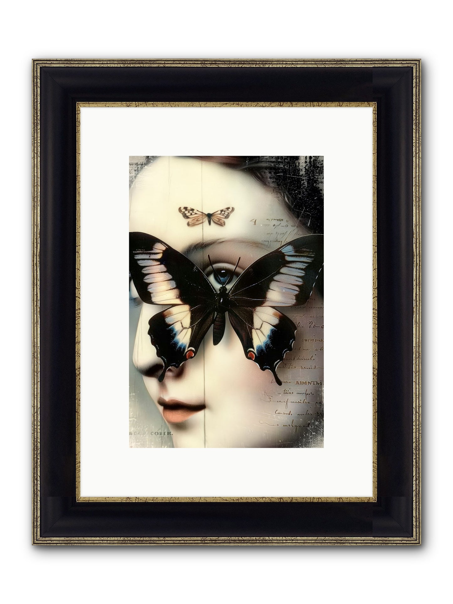 Butterfly's Last Dance Framed Print - Black & Gold 8x12