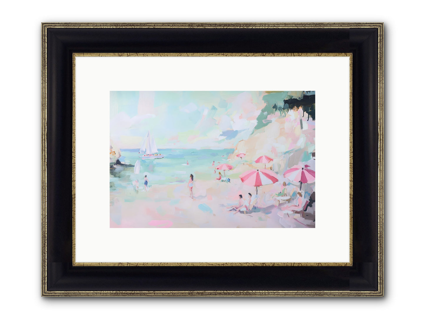 Côte D'Azur Blues Framed Print - Black & Gold 12x8