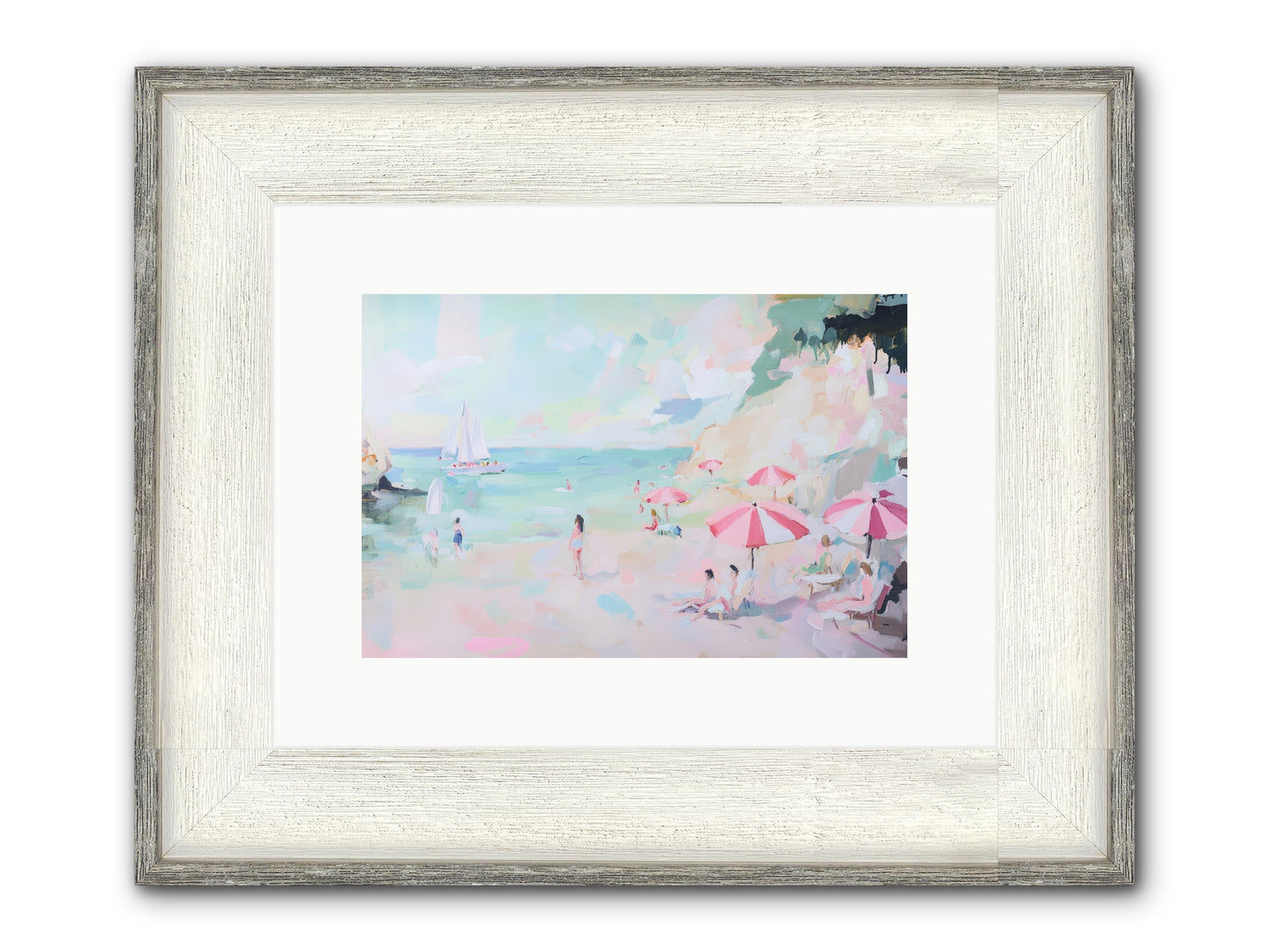 Côte D'Azur Blues Framed Print - Driftwood White 12x8