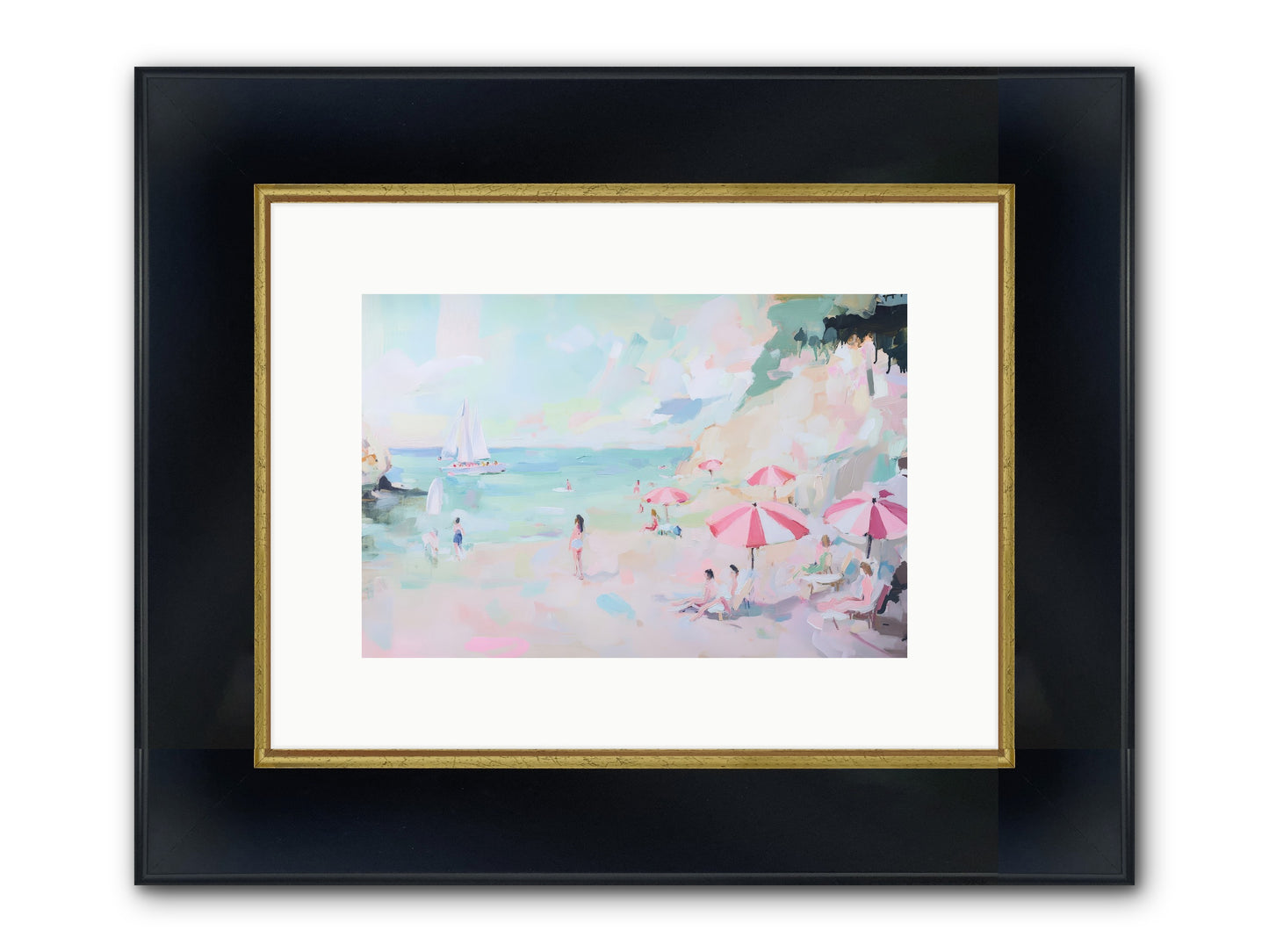 Côte D'Azur Blues Framed Print - Wide Black w/Gold 12x8