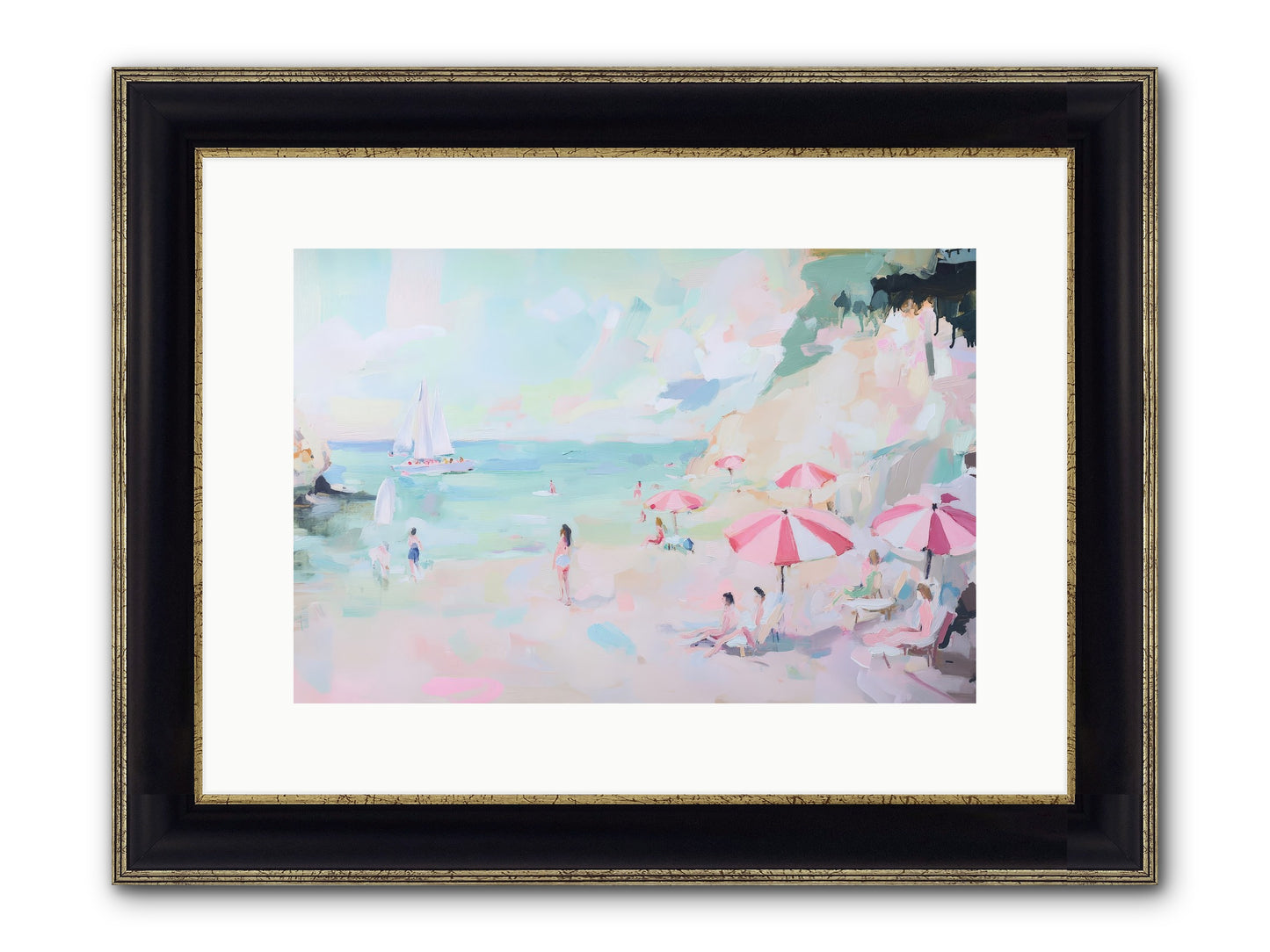 Côte D'Azur Blues Framed Print - Black & Gold 15x10