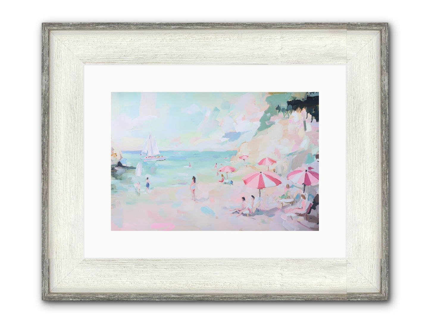 Côte D'Azur Blues Framed Print - Driftwood White 15x10