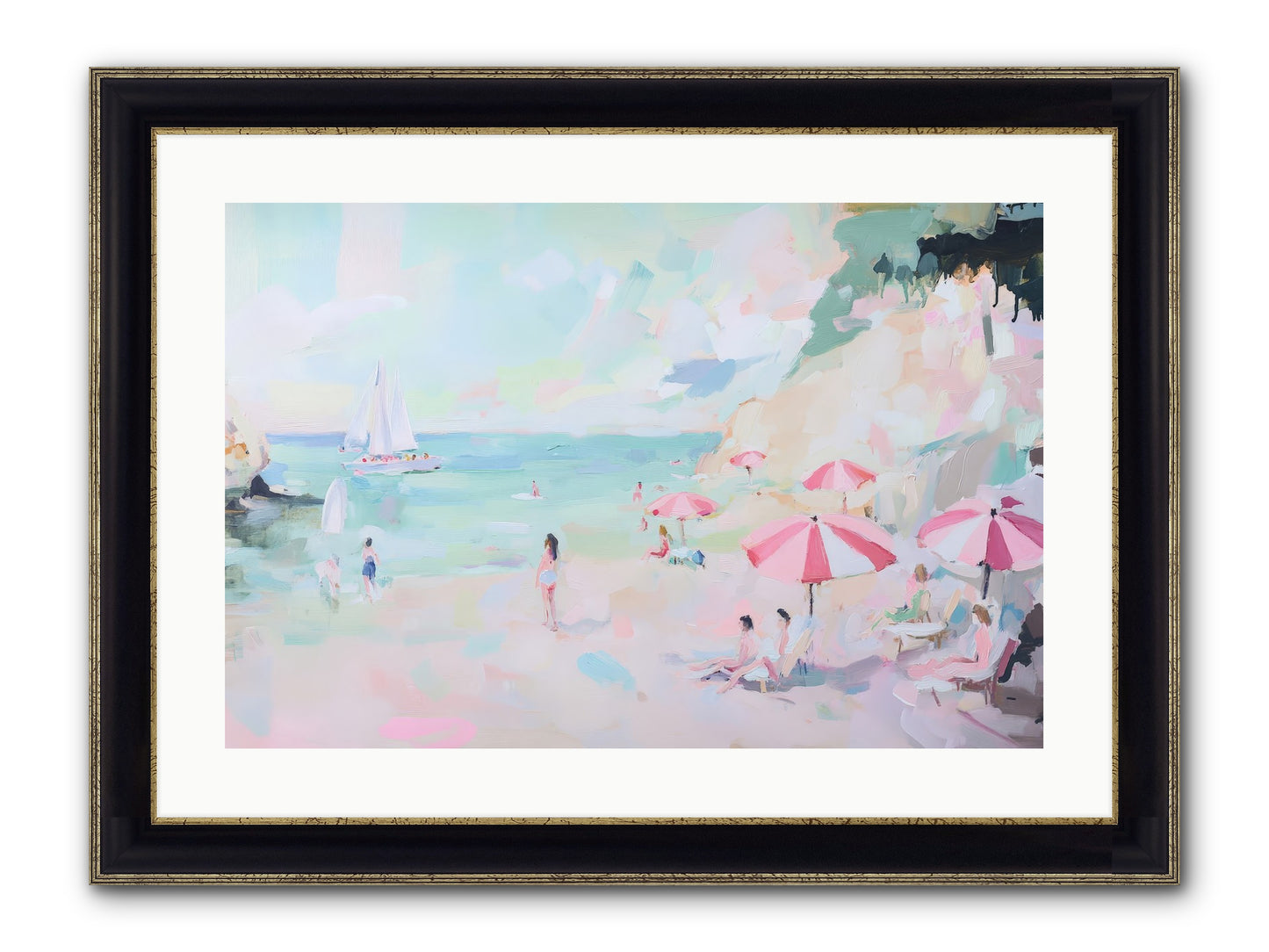 Côte D'Azur Blues Framed Print - Black & Gold 24x16