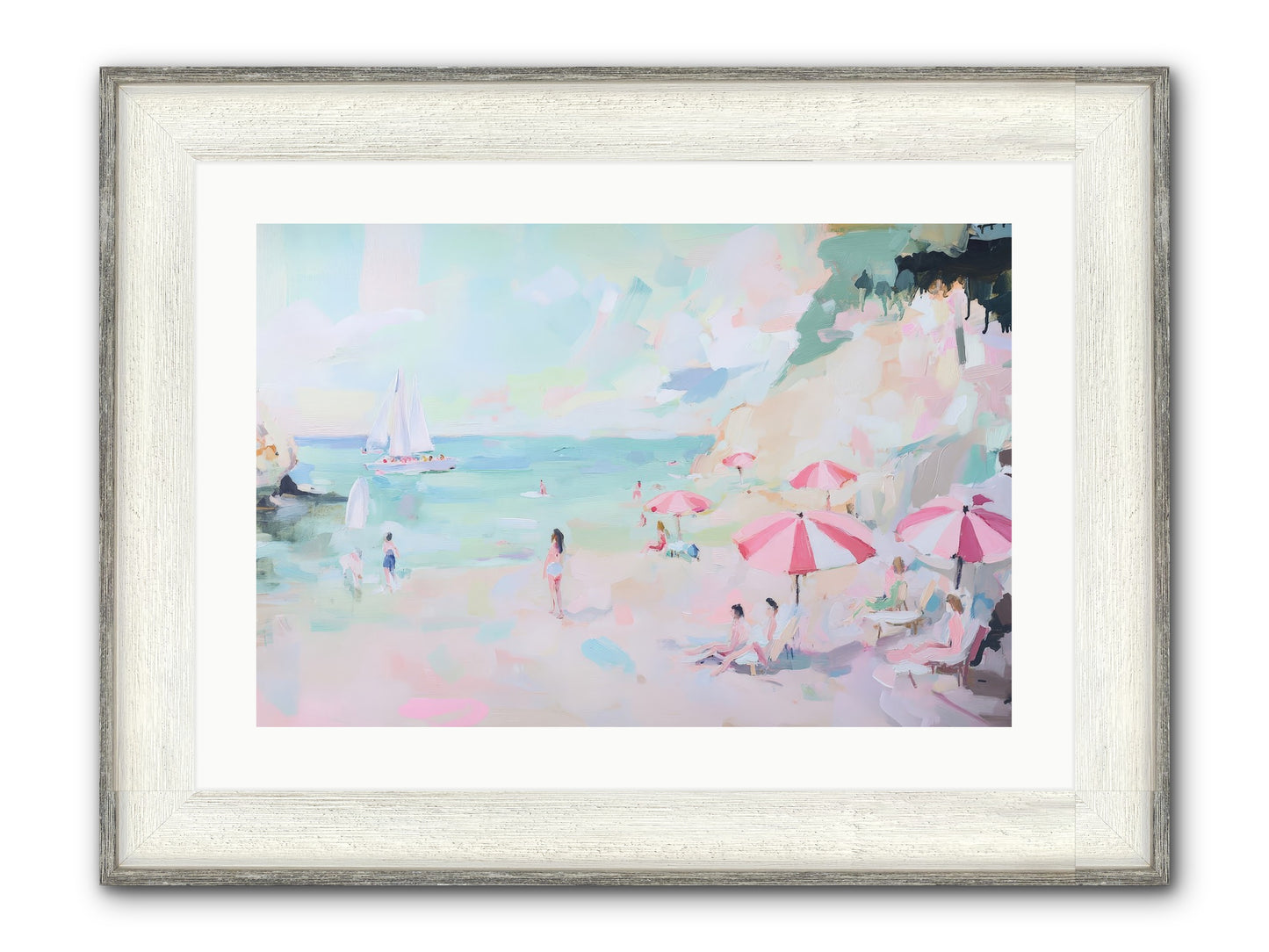Côte D'Azur Blues Framed Print - Driftwood White 24x16