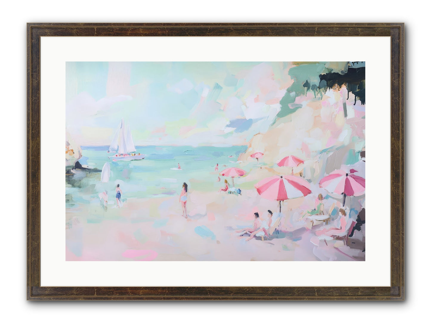 Côte D'Azur Blues Framed Print - Slimwoods Black/Gold 24x16