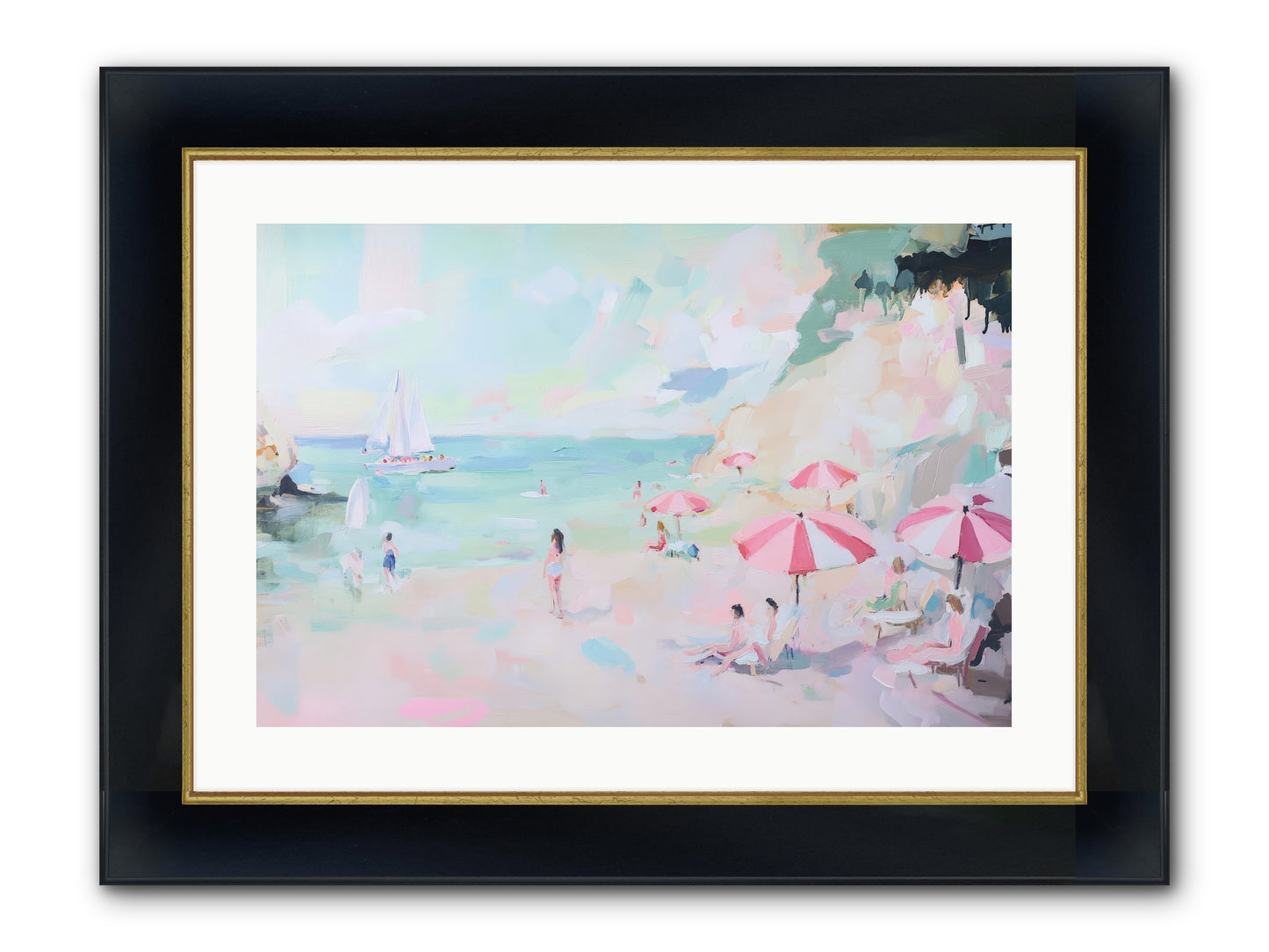 Côte D'Azur Blues Framed Print - Wide Black w/Gold 24x16