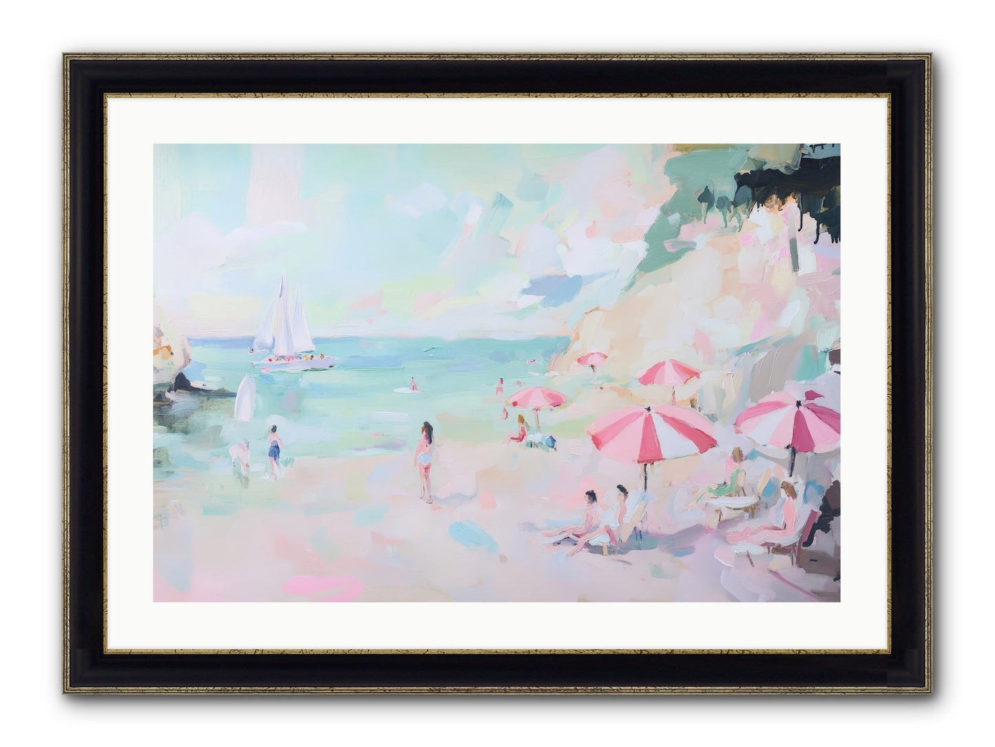 Côte D'Azur Blues Framed Print - Black & Gold 30x20