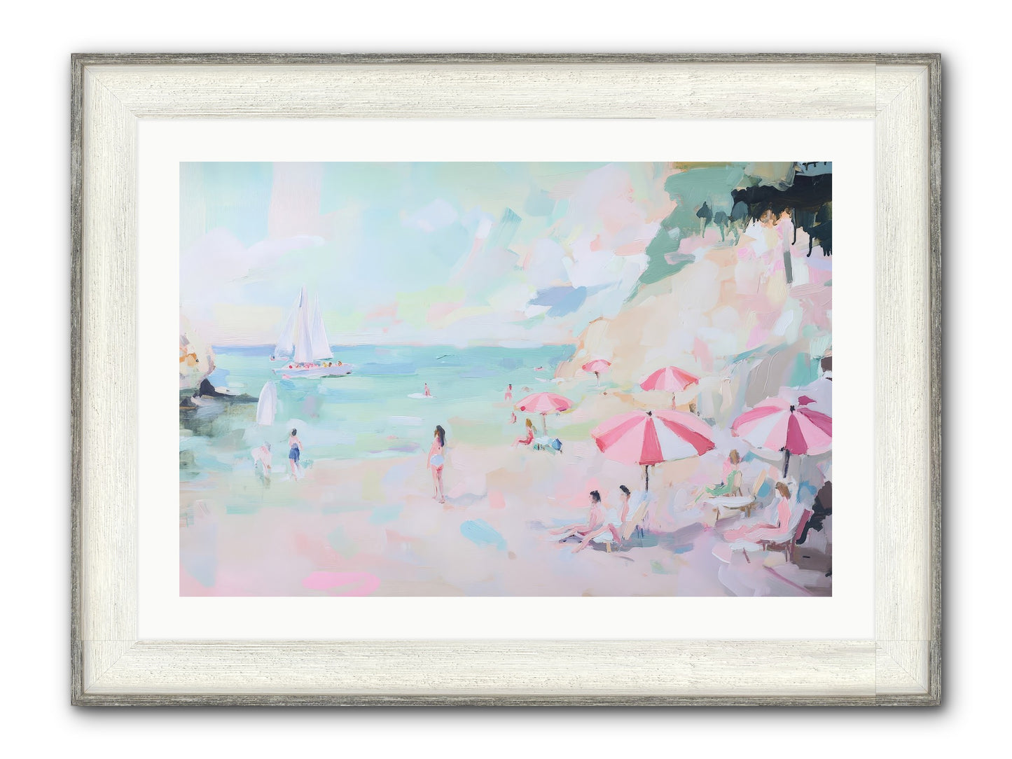 Côte D'Azur Blues Framed Print - Driftwood White 30x20