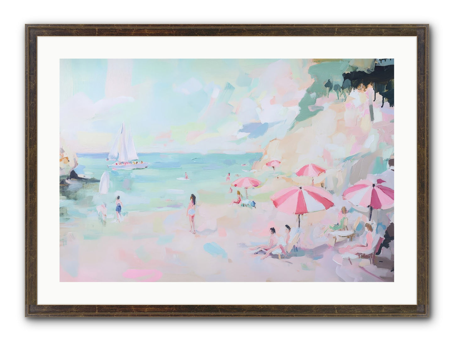 Côte D'Azur Blues Framed Print - Slimwoods Black/Gold 30x20