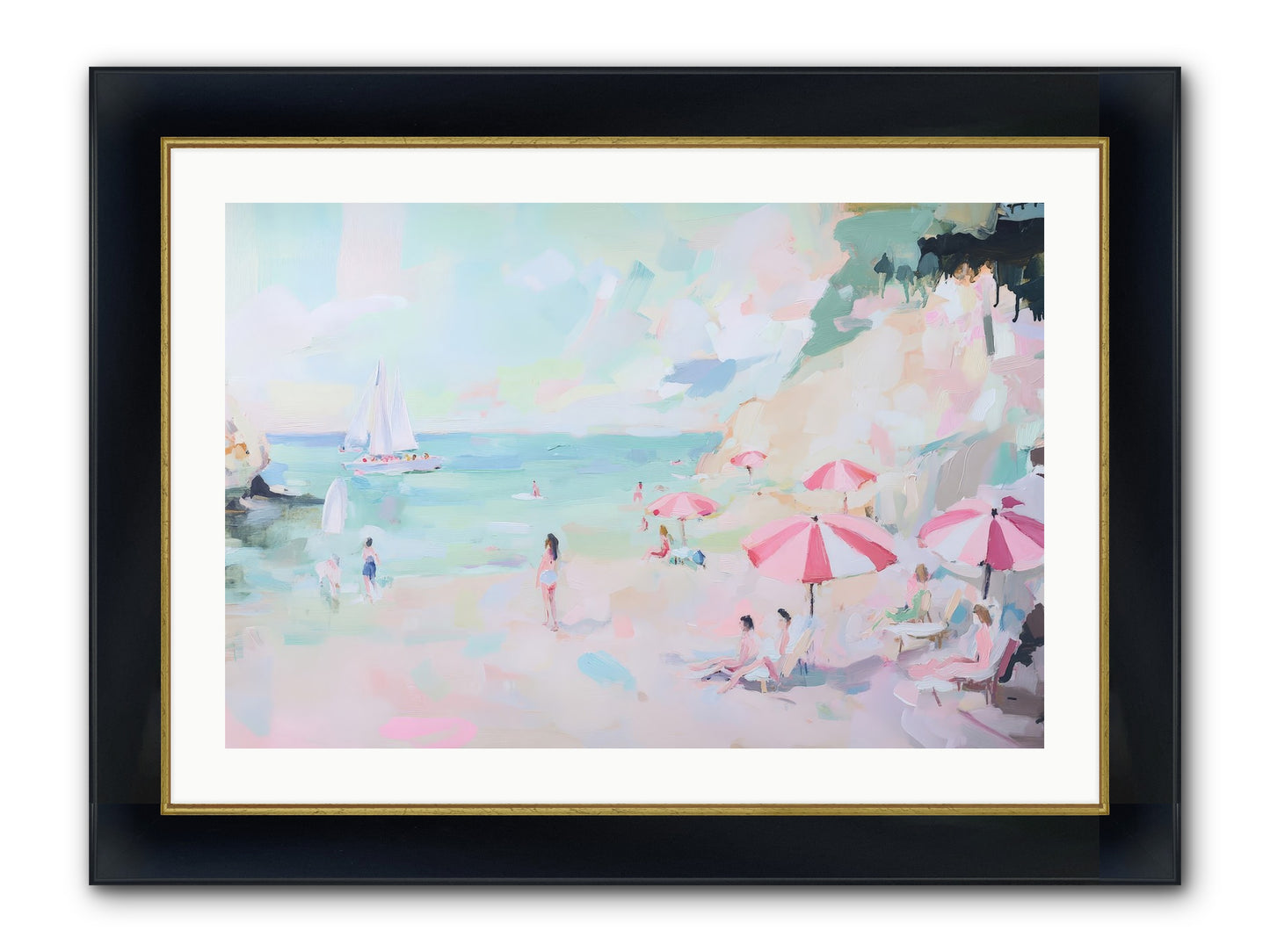 Côte D'Azur Blues Framed Print - Wide Black w/Gold 30x20