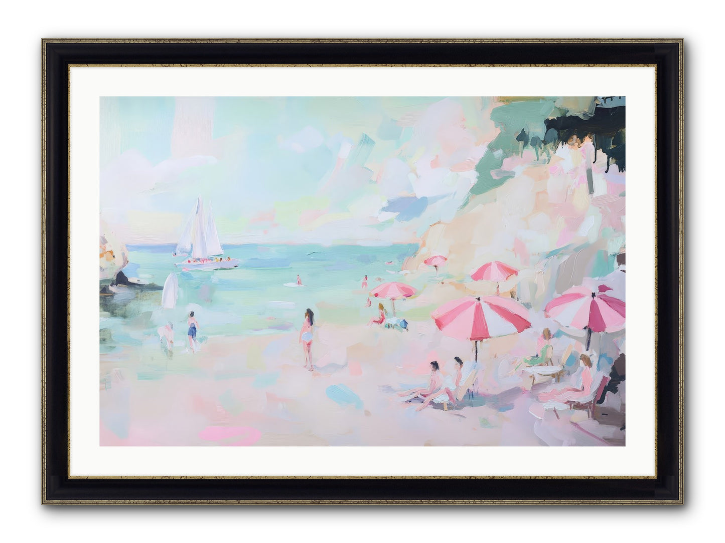 Côte D'Azur Blues Framed Print - Black & Gold 36x24