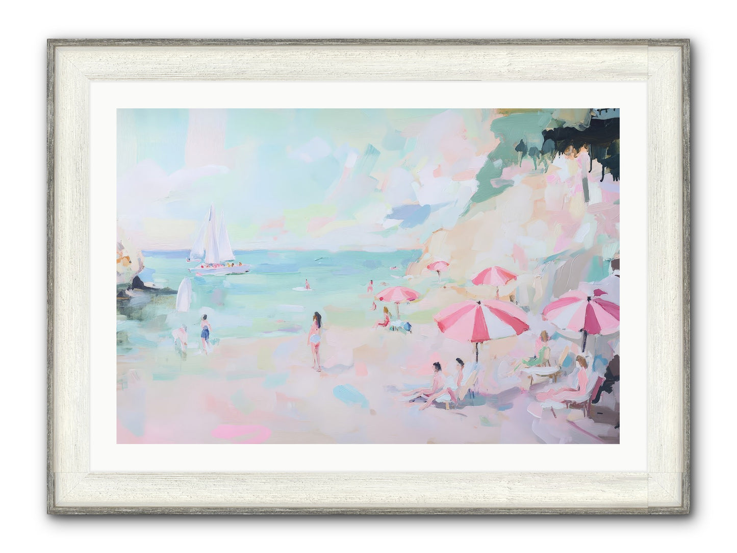 Côte D'Azur Blues Framed Print - Driftwood White 36x24