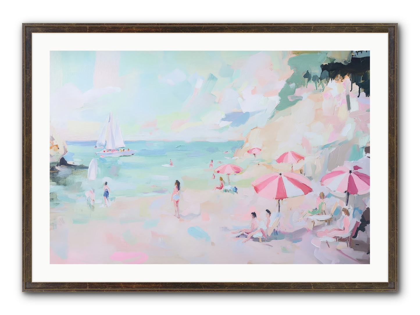 Côte D'Azur Blues Framed Print - Slimwoods Black/Gold 36x24