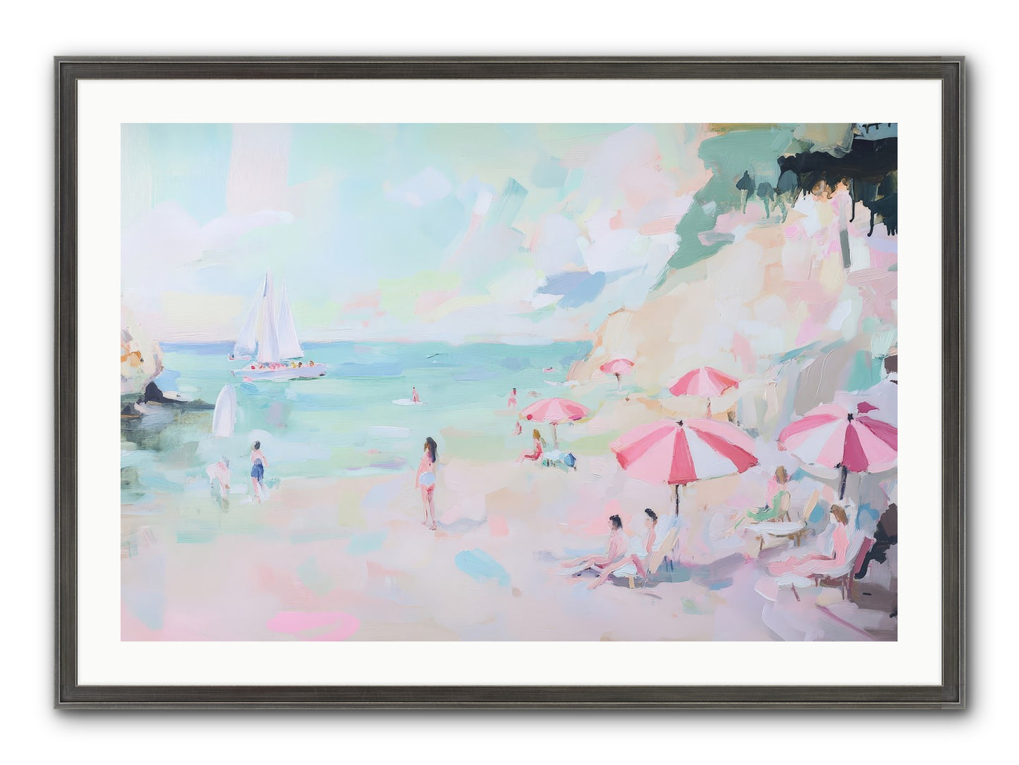 Côte D'Azur Blues Framed Print - Slimwoods Black/Silver 36x24
