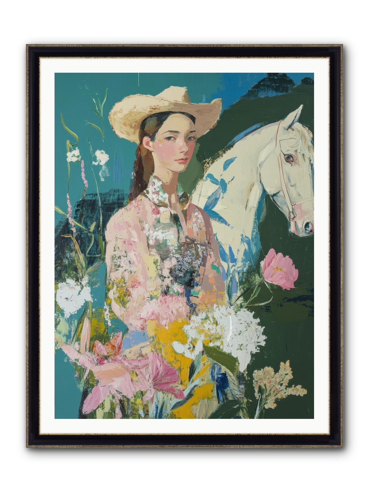 Caballero's Journey Framed Print - Black & Gold 36x48