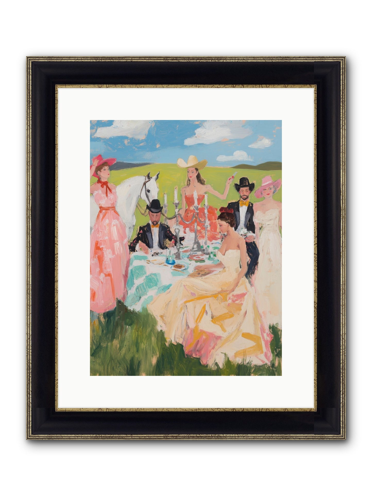 Cactus Flower Cotillion Framed Print - Black & Gold 12x16