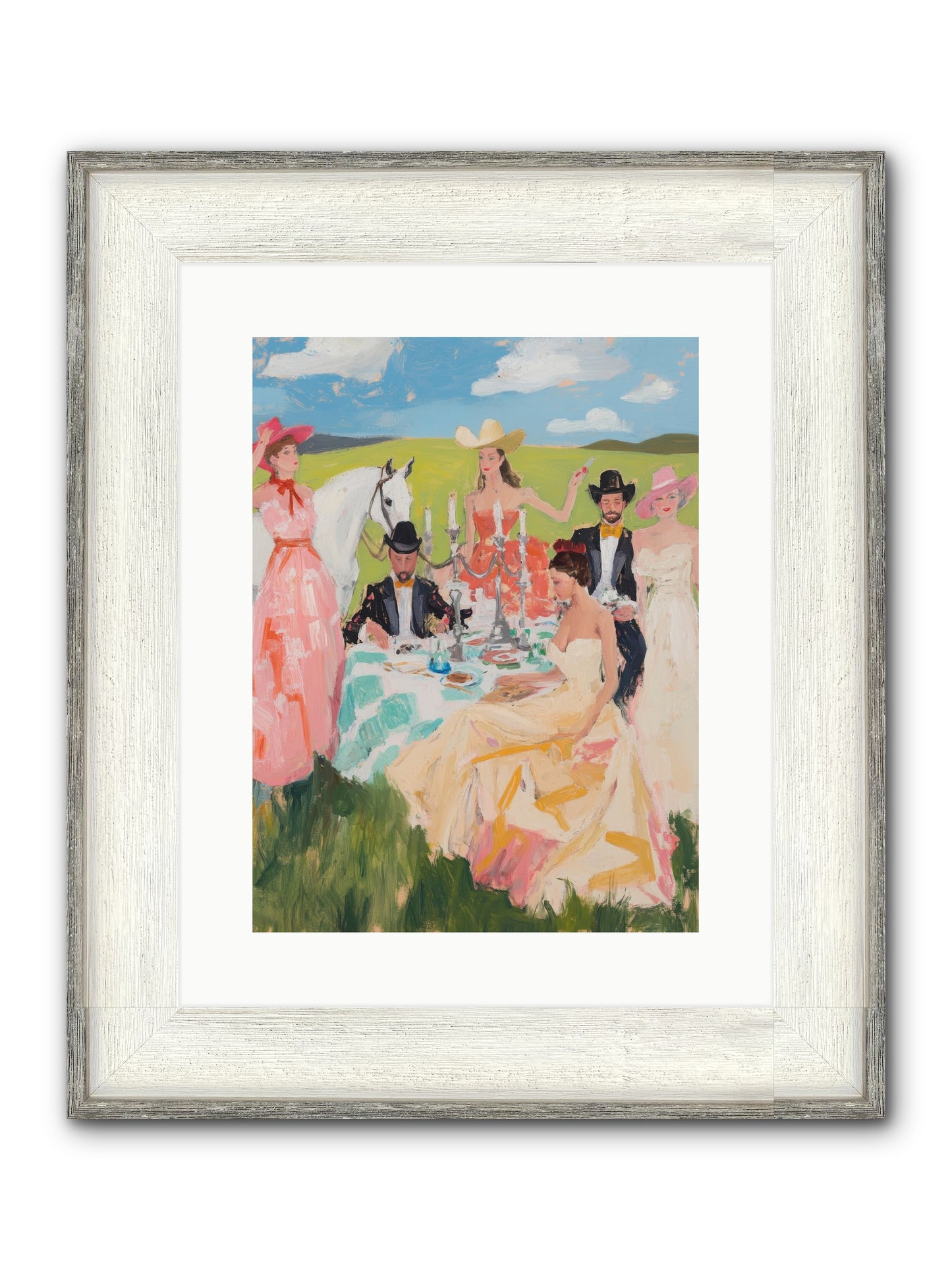 Cactus Flower Cotillion Framed Print - Driftwood White 12x16