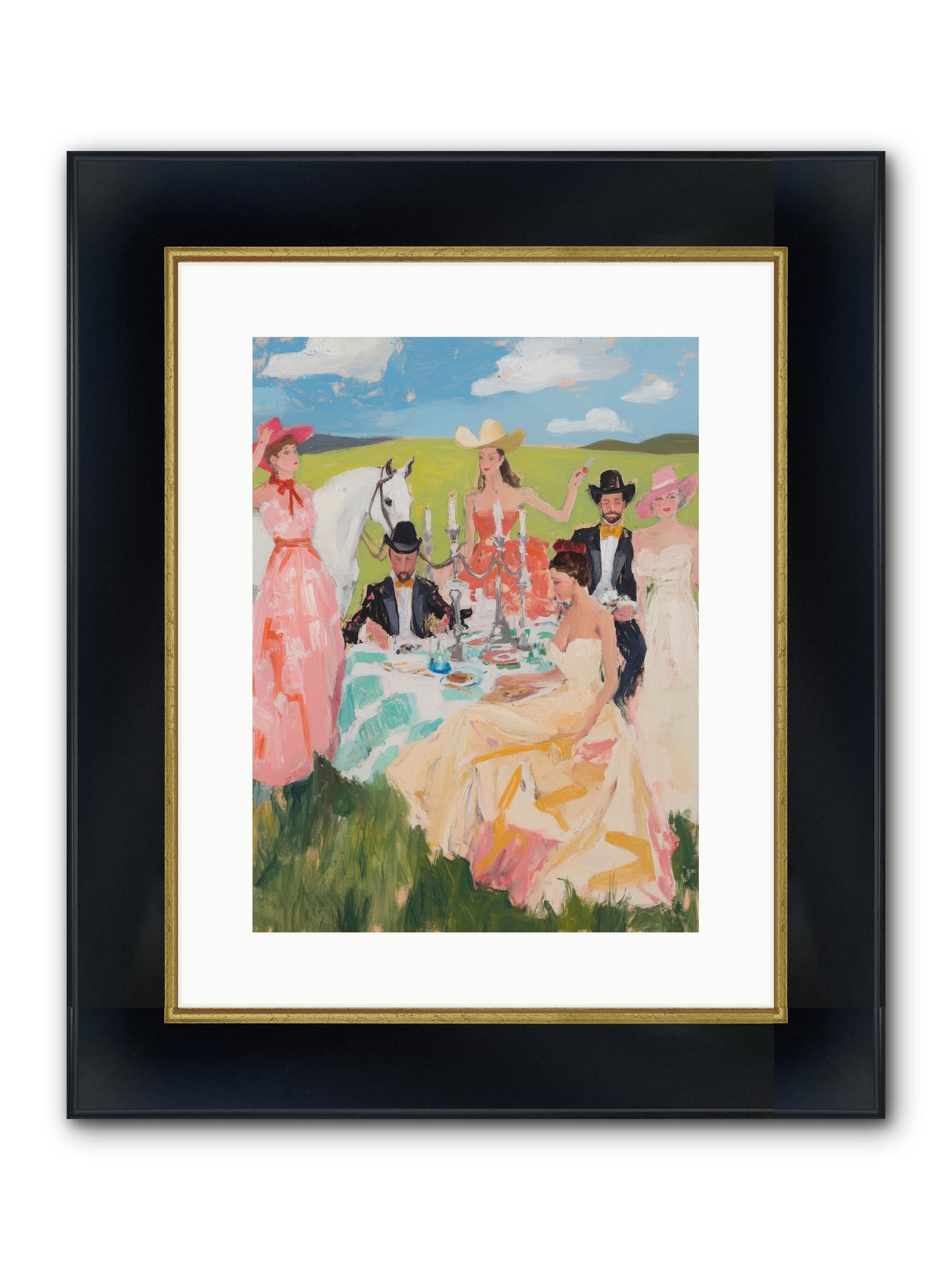 Cactus Flower Cotillion Framed Print - Wide Black w/Gold 12x16