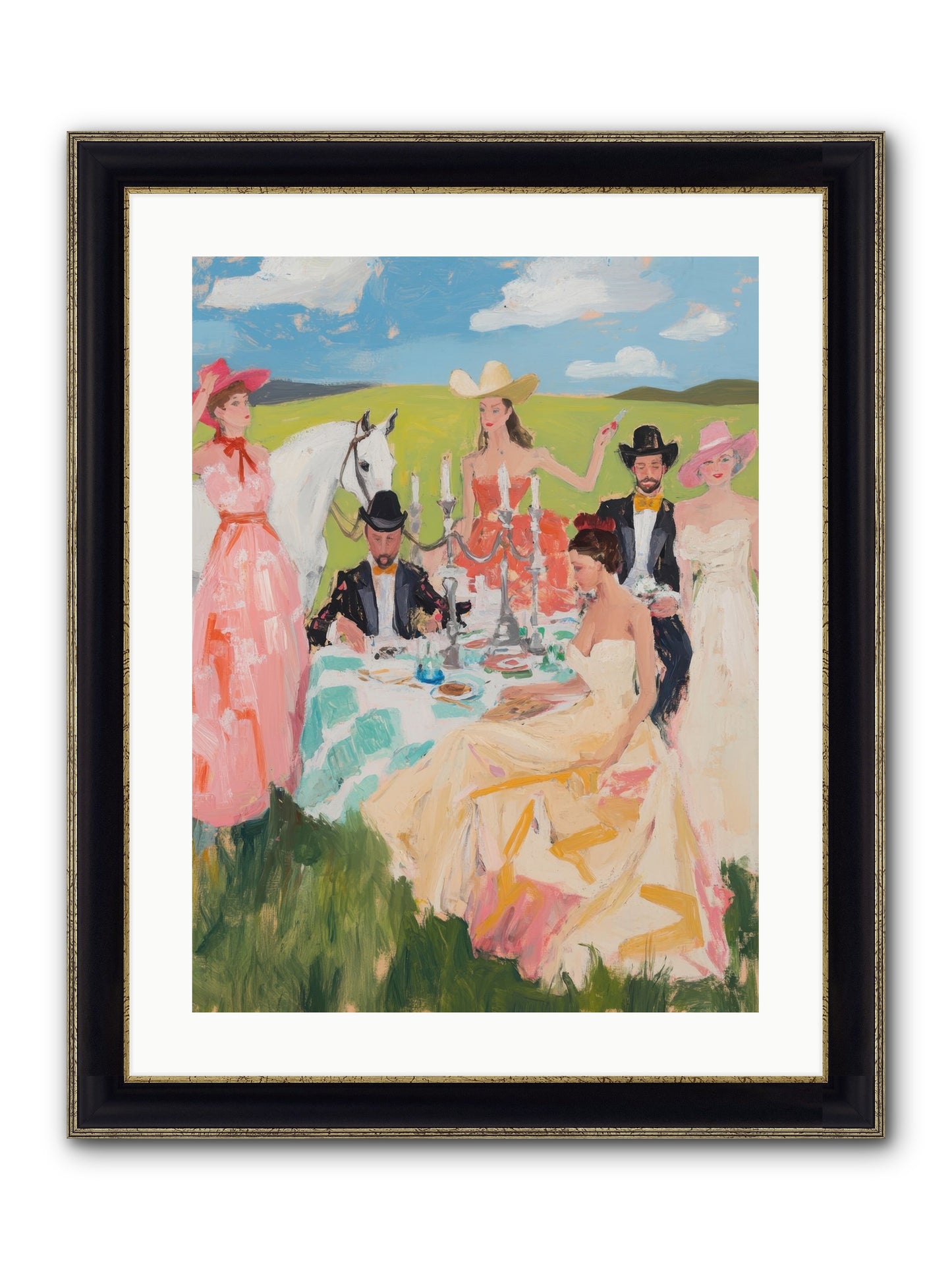 Cactus Flower Cotillion Framed Print - Black & Gold 18x24