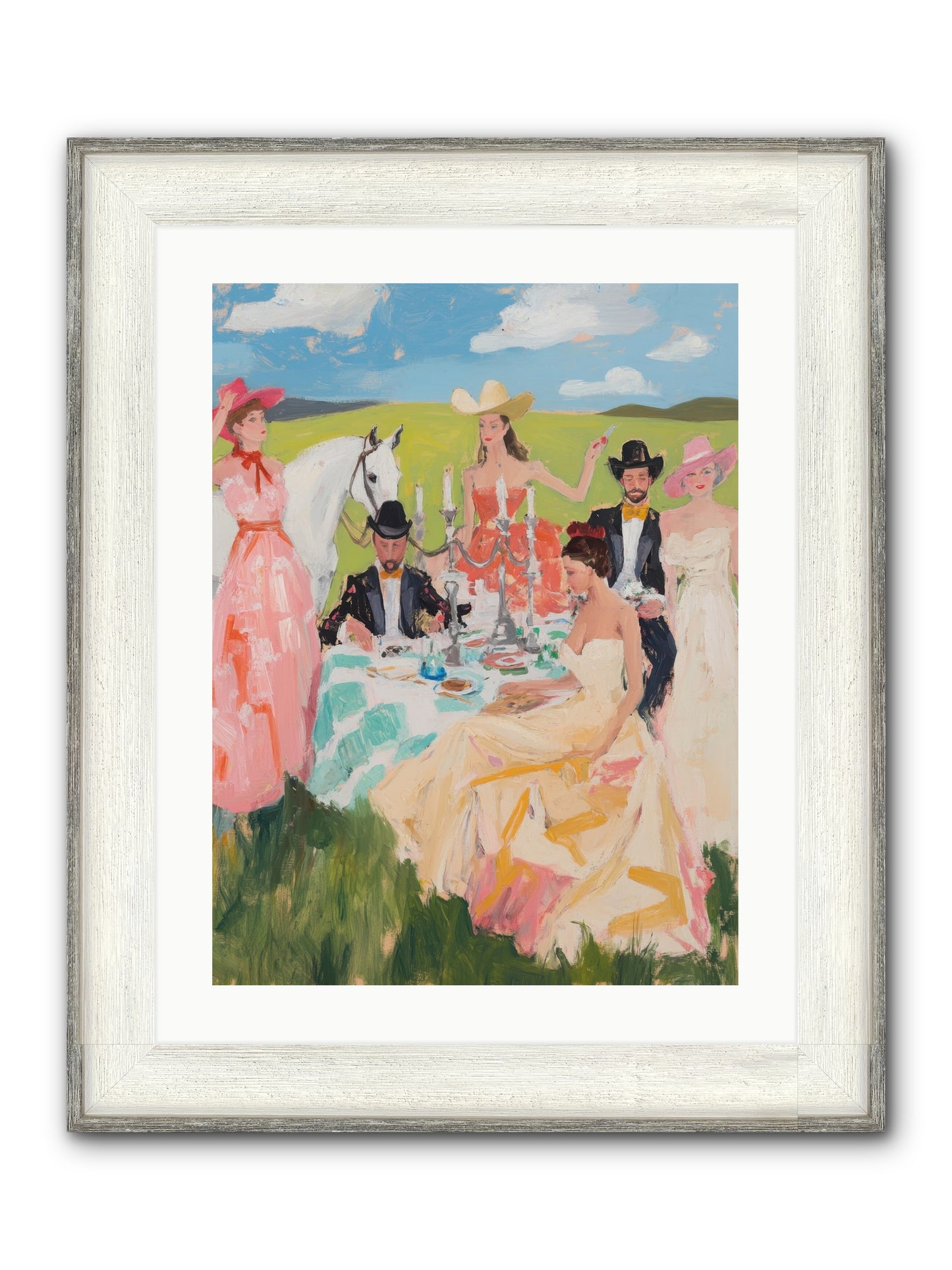 Cactus Flower Cotillion Framed Print - Driftwood White 18x24