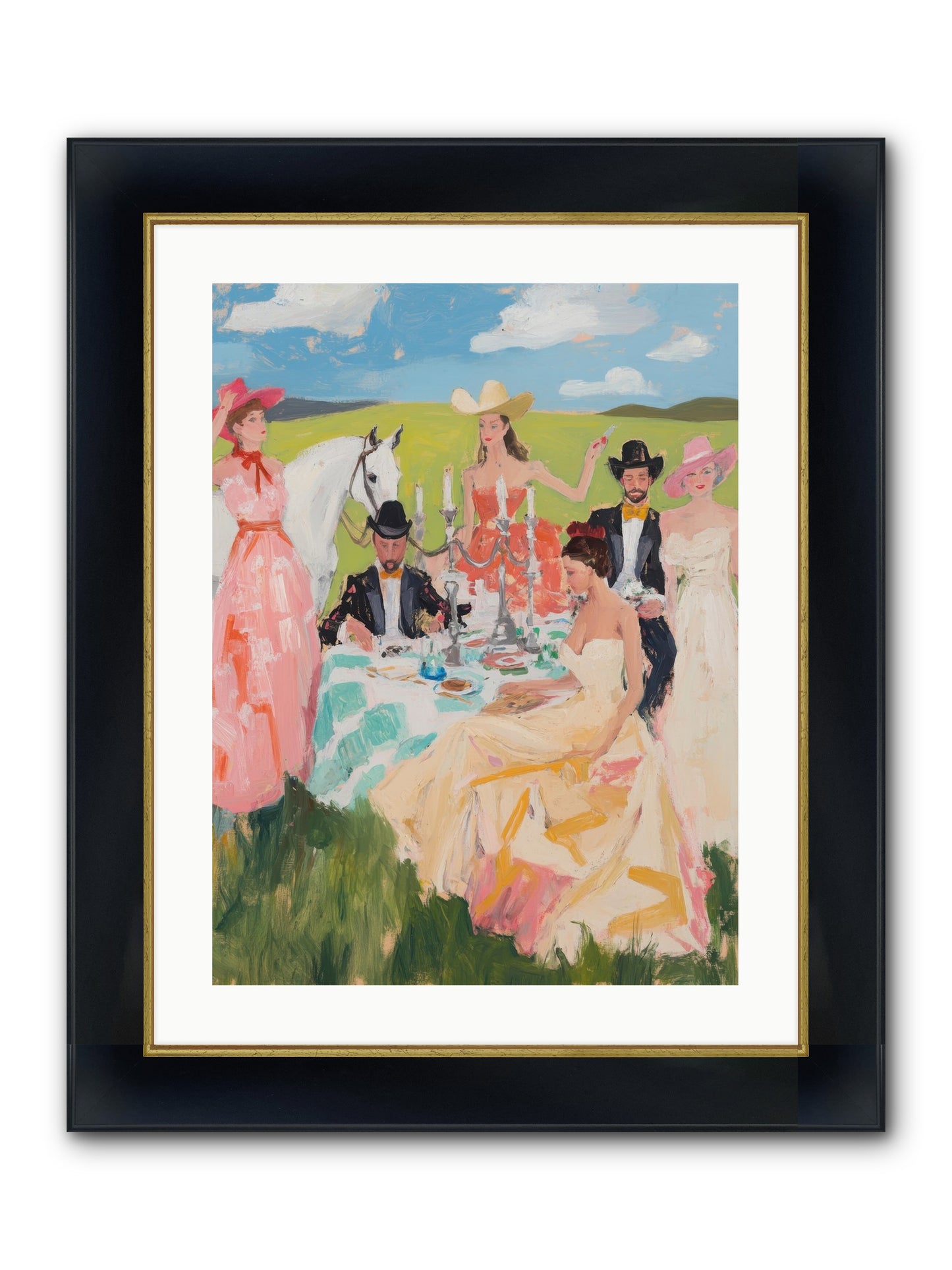 Cactus Flower Cotillion Framed Print - Wide Black w/Gold 18x24
