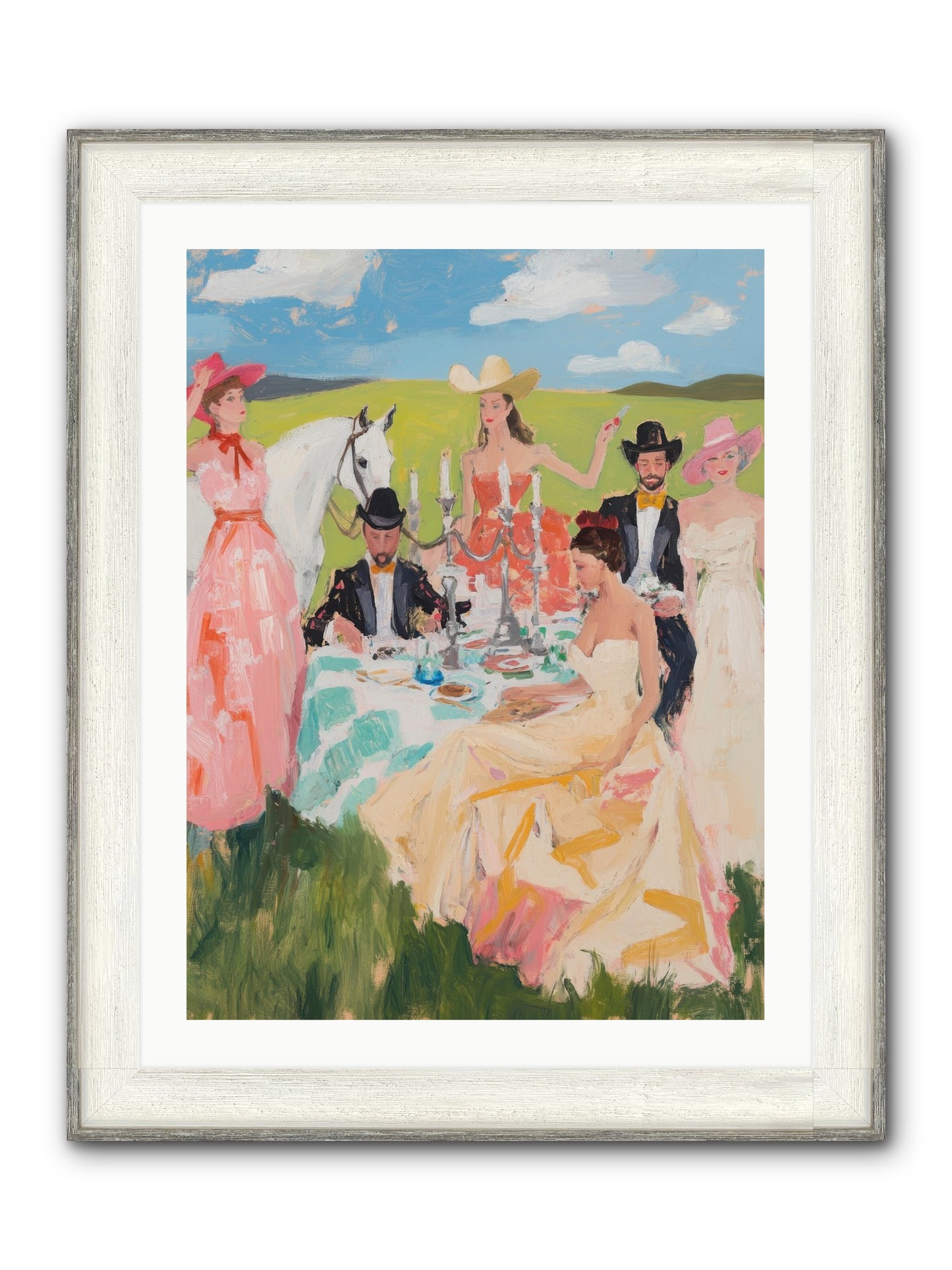Cactus Flower Cotillion Framed Print - Driftwood White 24x32