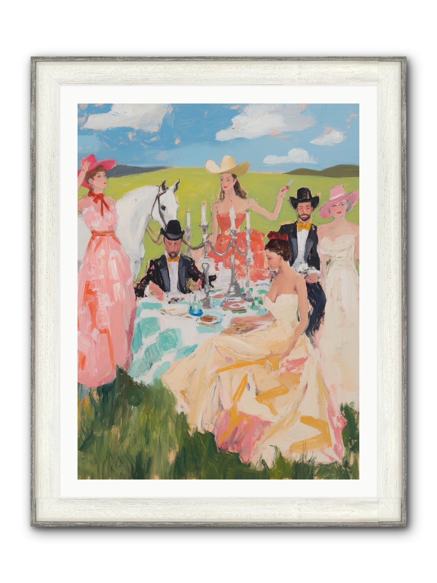 Cactus Flower Cotillion Framed Print - Driftwood White 30x40