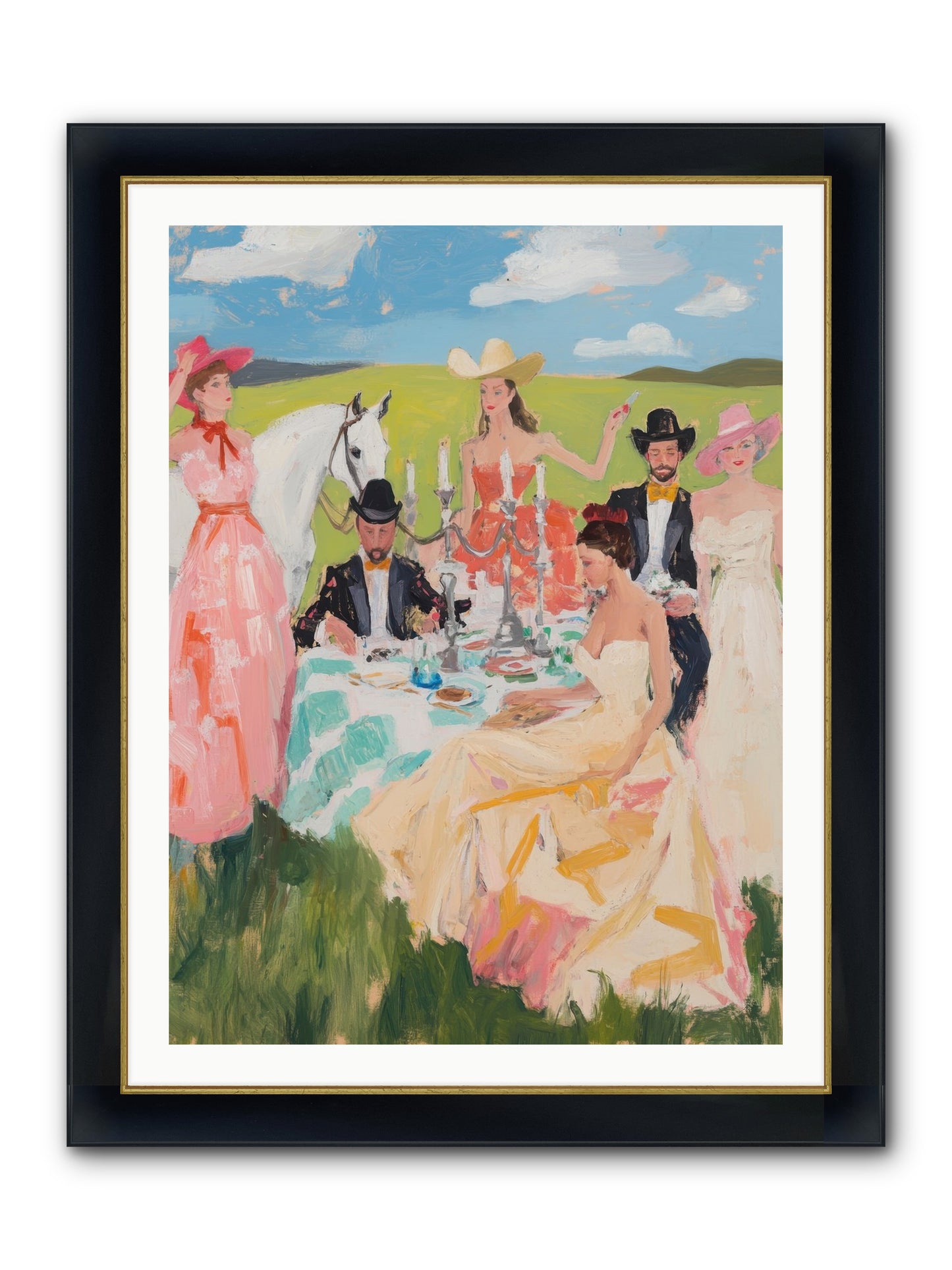 Cactus Flower Cotillion Framed Print - Wide Black w/Gold 30x40