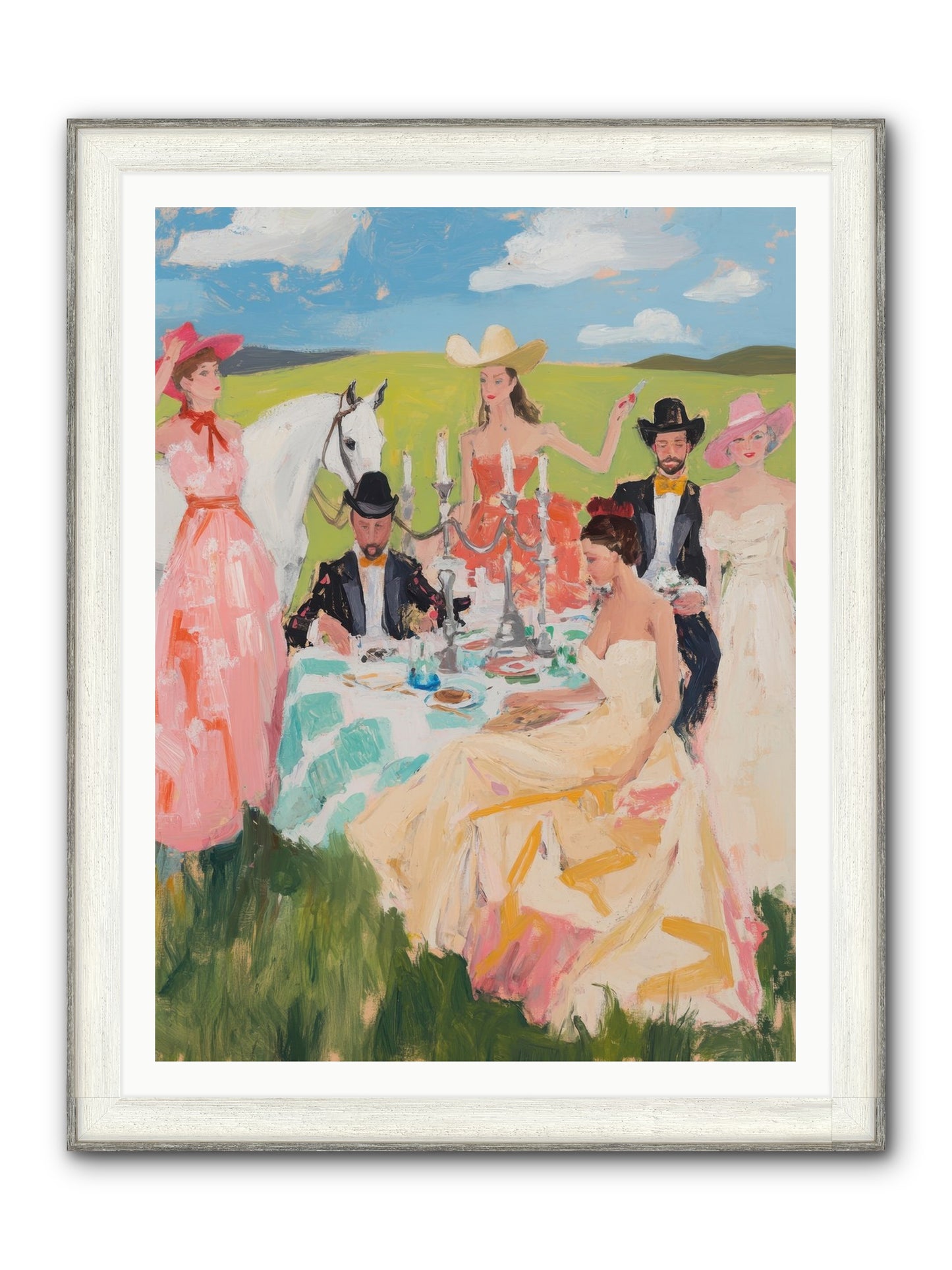 Cactus Flower Cotillion Framed Print - Driftwood White 36x48