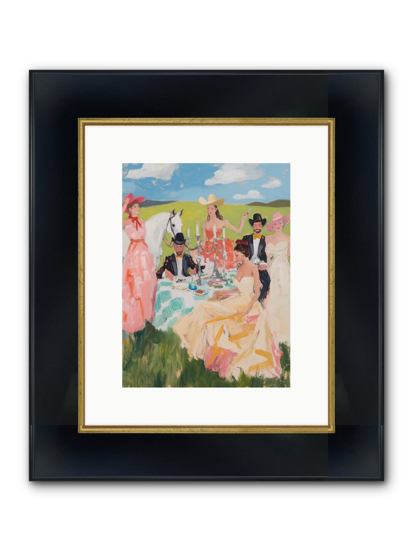 Cactus Flower Cotillion Framed Print - Wide Black w/Gold 9x12