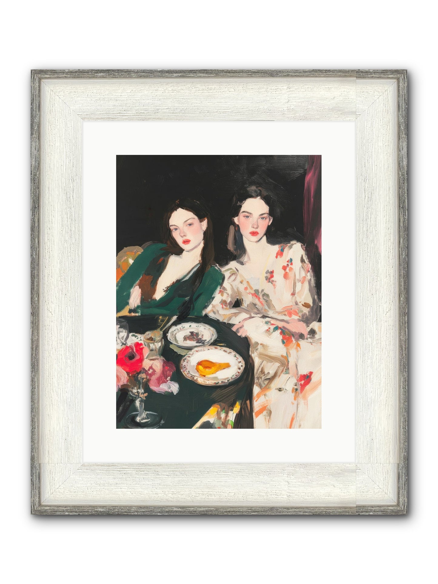 Café Confidants Framed Print - Driftwood White 12x16