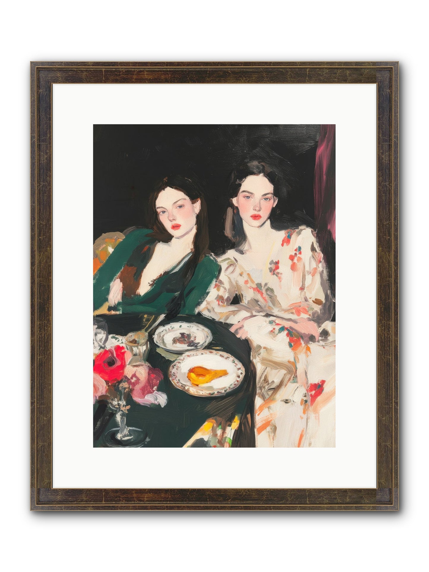 Café Confidants Framed Print - Slimwoods Black/Gold 12x16
