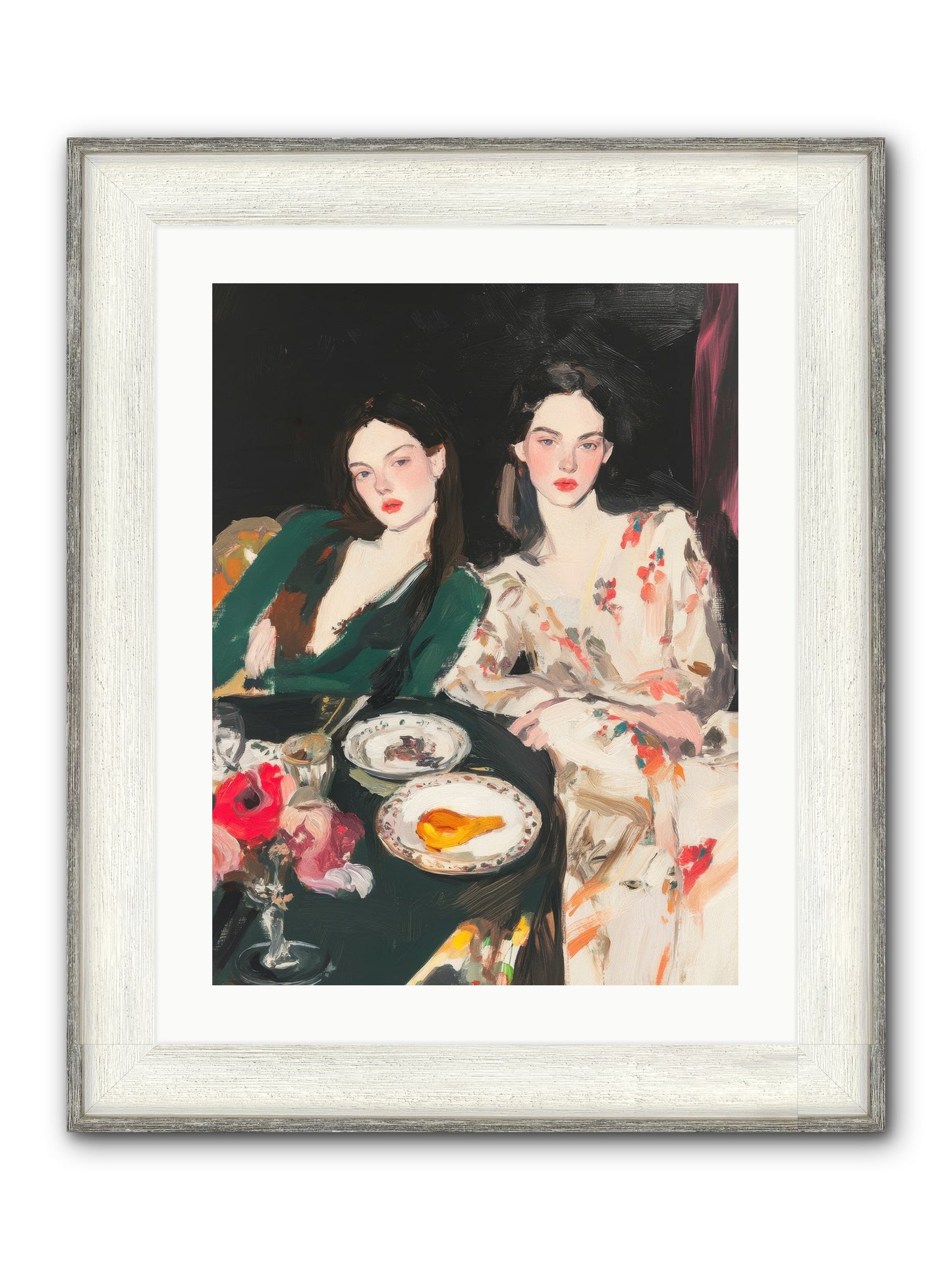 Café Confidants Framed Print - Driftwood White 18x24