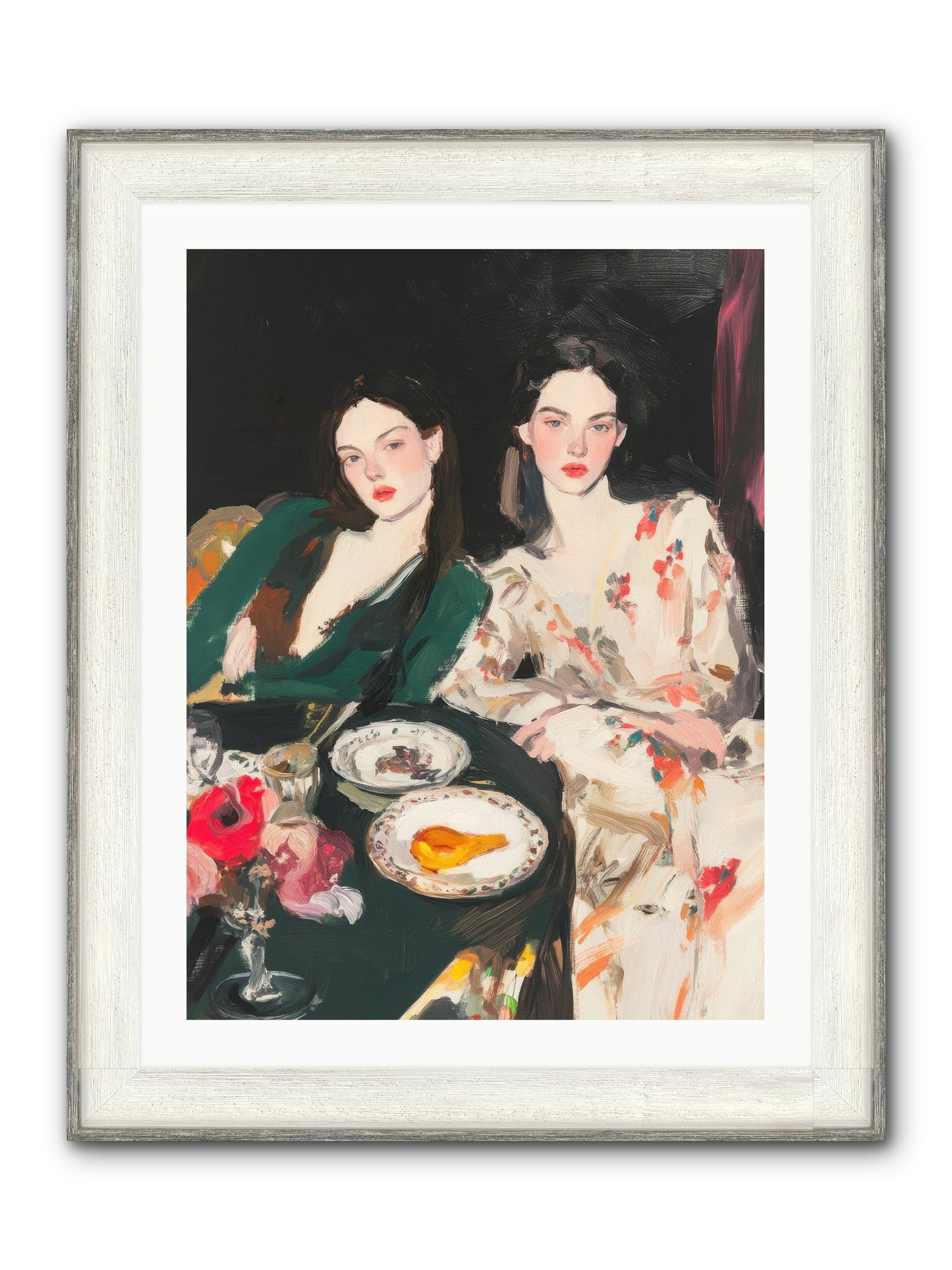 Café Confidants Framed Print - Driftwood White 24x32