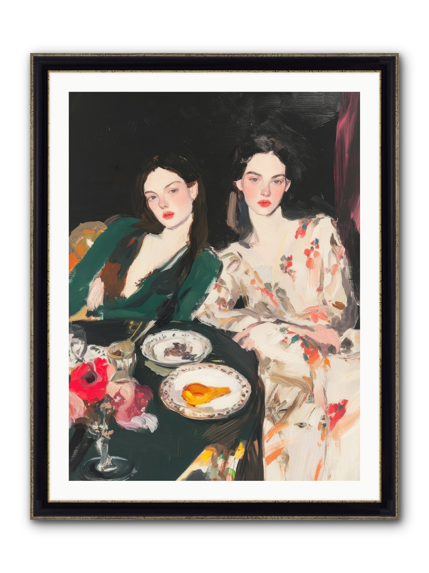 Café Confidants Framed Print - Black & Gold 30x40
