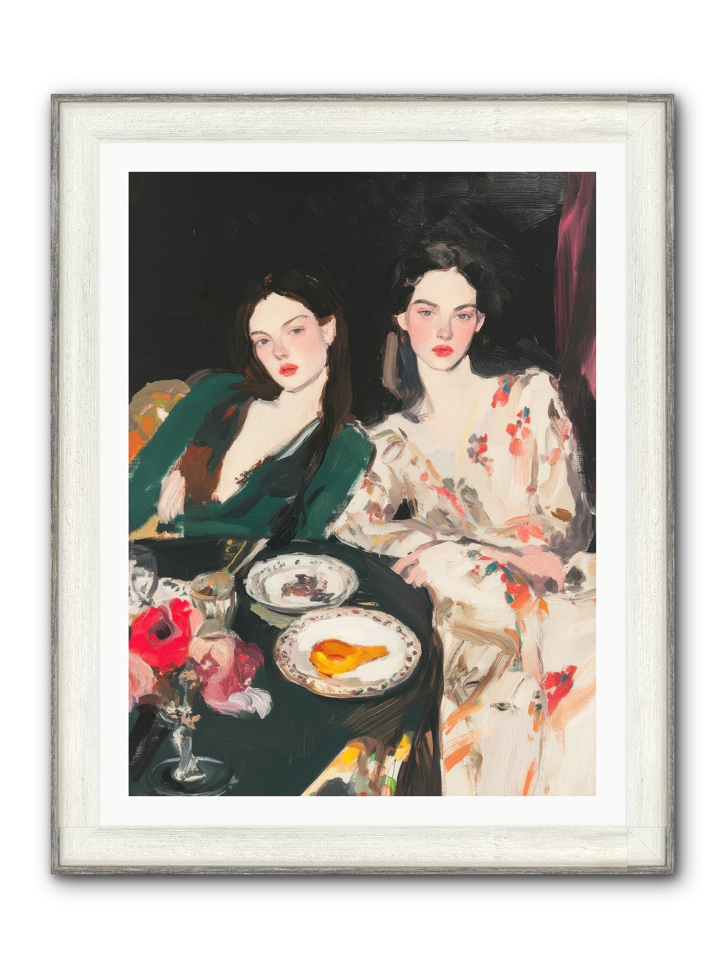 Café Confidants Framed Print - Driftwood White 30x40
