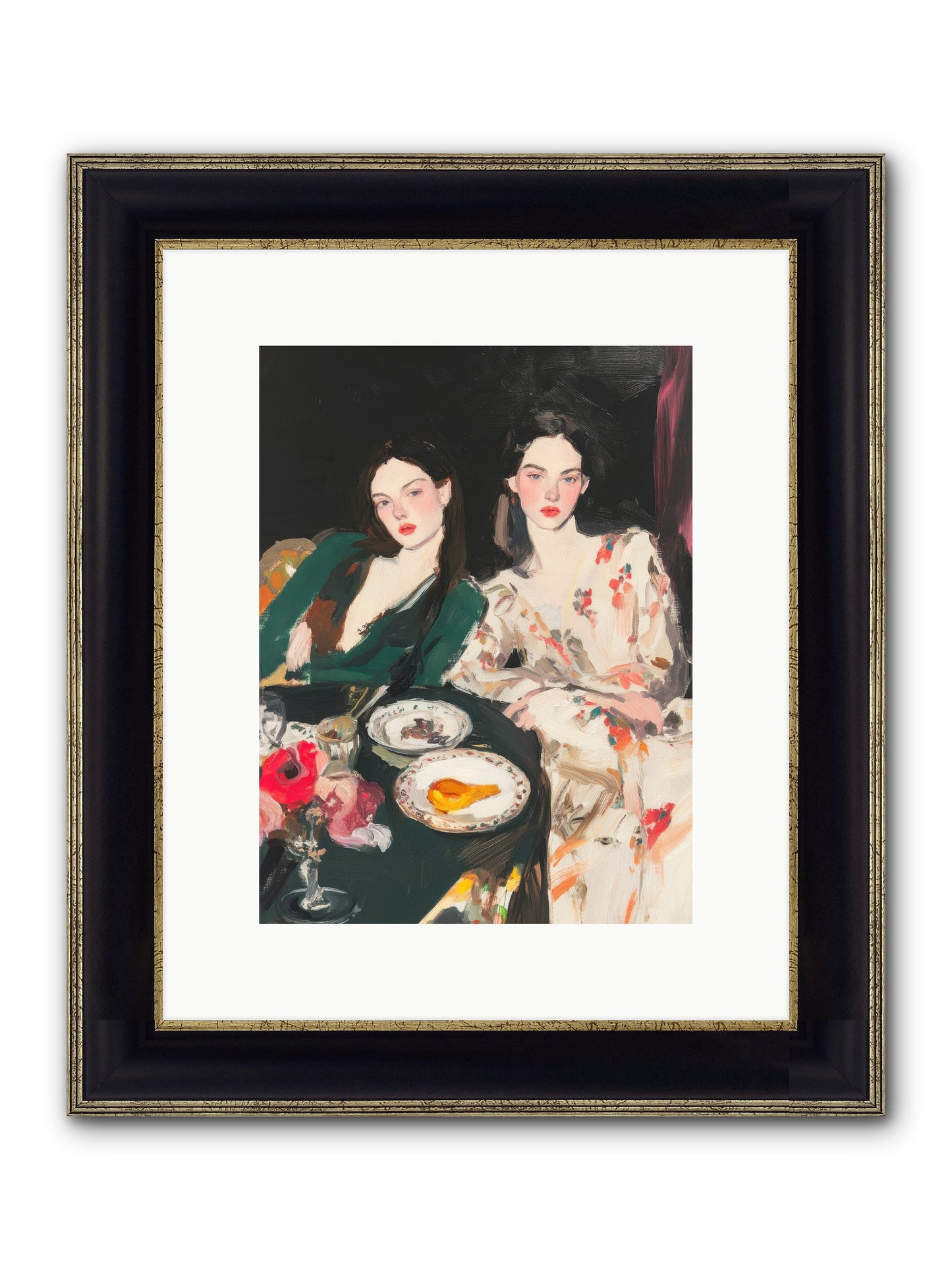 Café Confidants Framed Print - Black & Gold 9x12