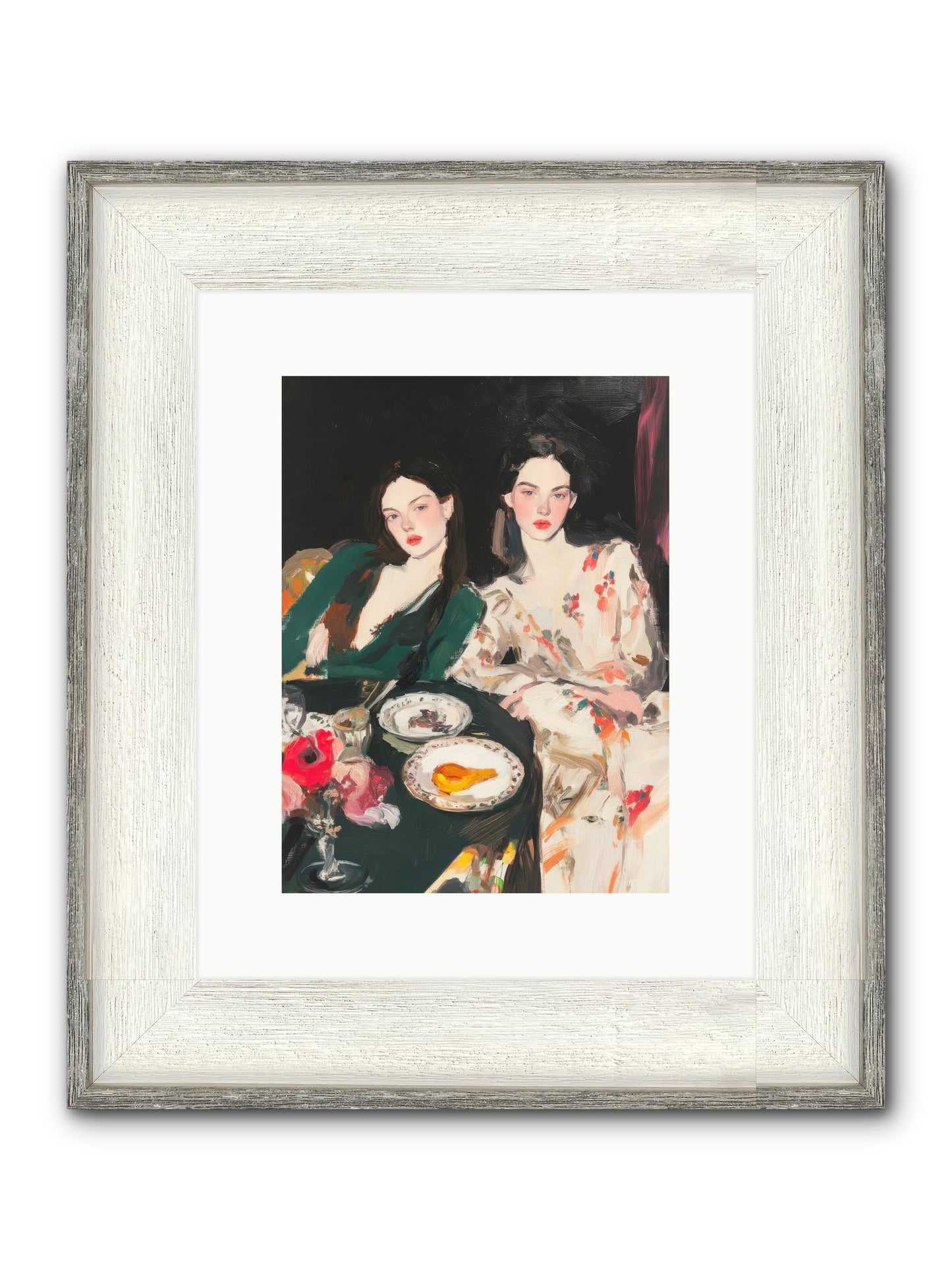 Café Confidants Framed Print - Driftwood White 9x12