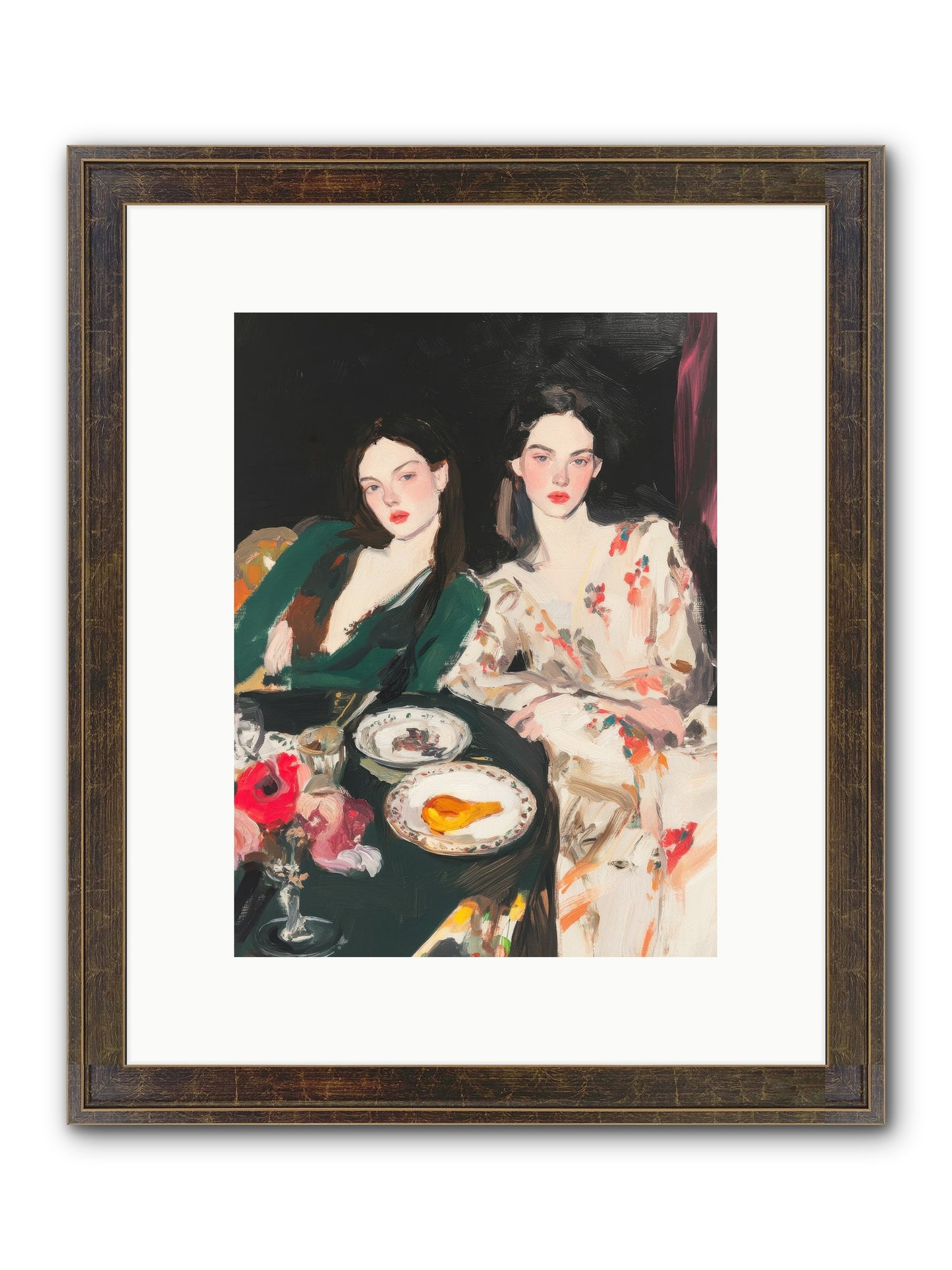 Café Confidants Framed Print - Slimwoods Black/Gold 9x12